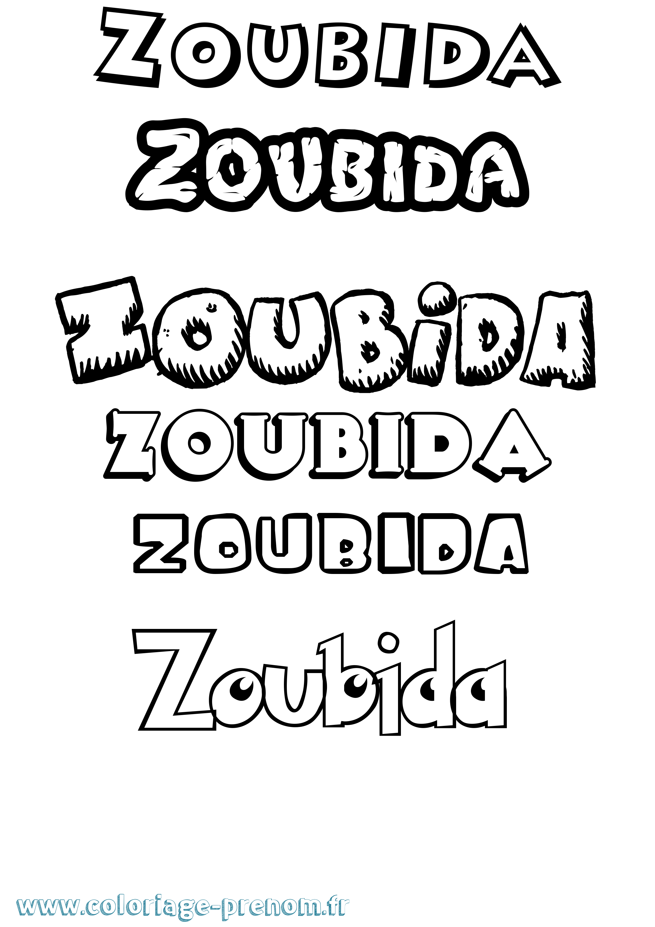 Coloriage Zoubida Dessin Animé Coloriage prénom Zoubida Dessin Animé