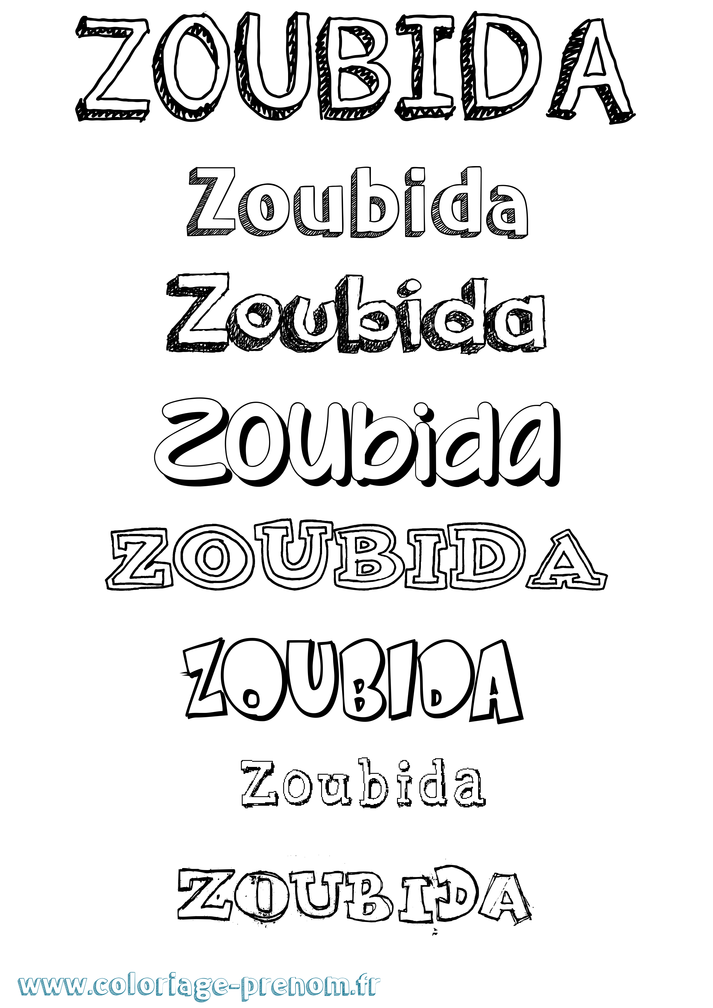 Coloriage Zoubida Dessiné Coloriage prénom Zoubida Dessiné