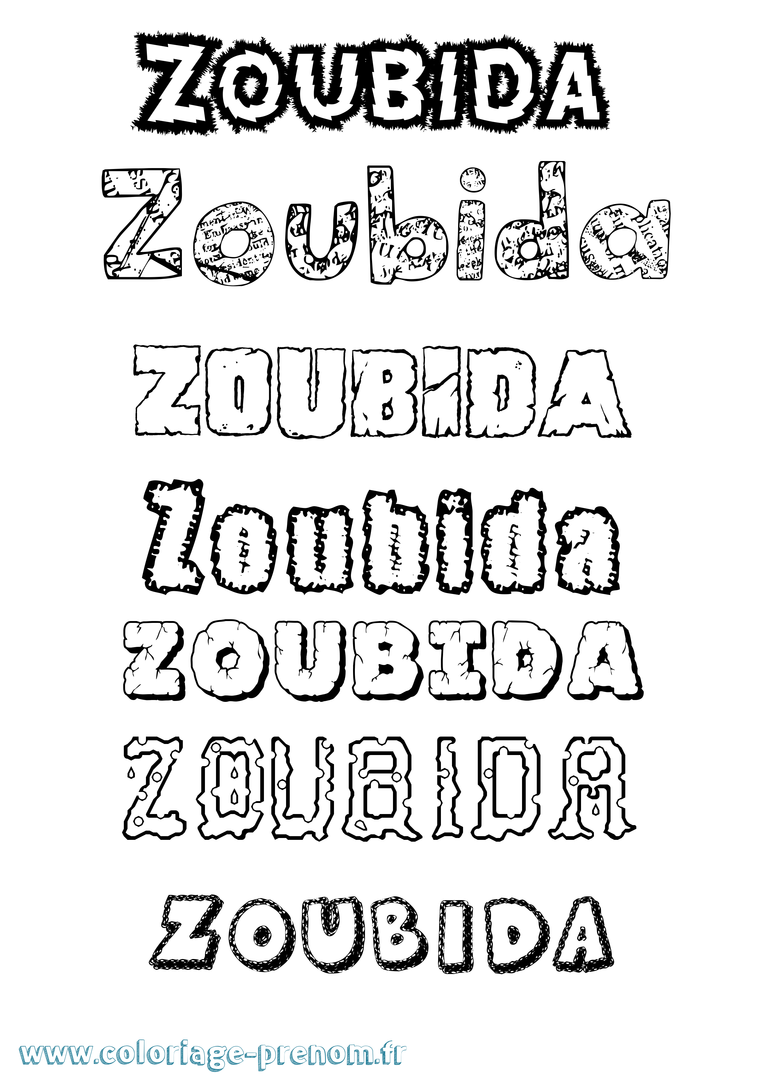Coloriage Zoubida Destructuré Coloriage prénom Zoubida Destructuré
