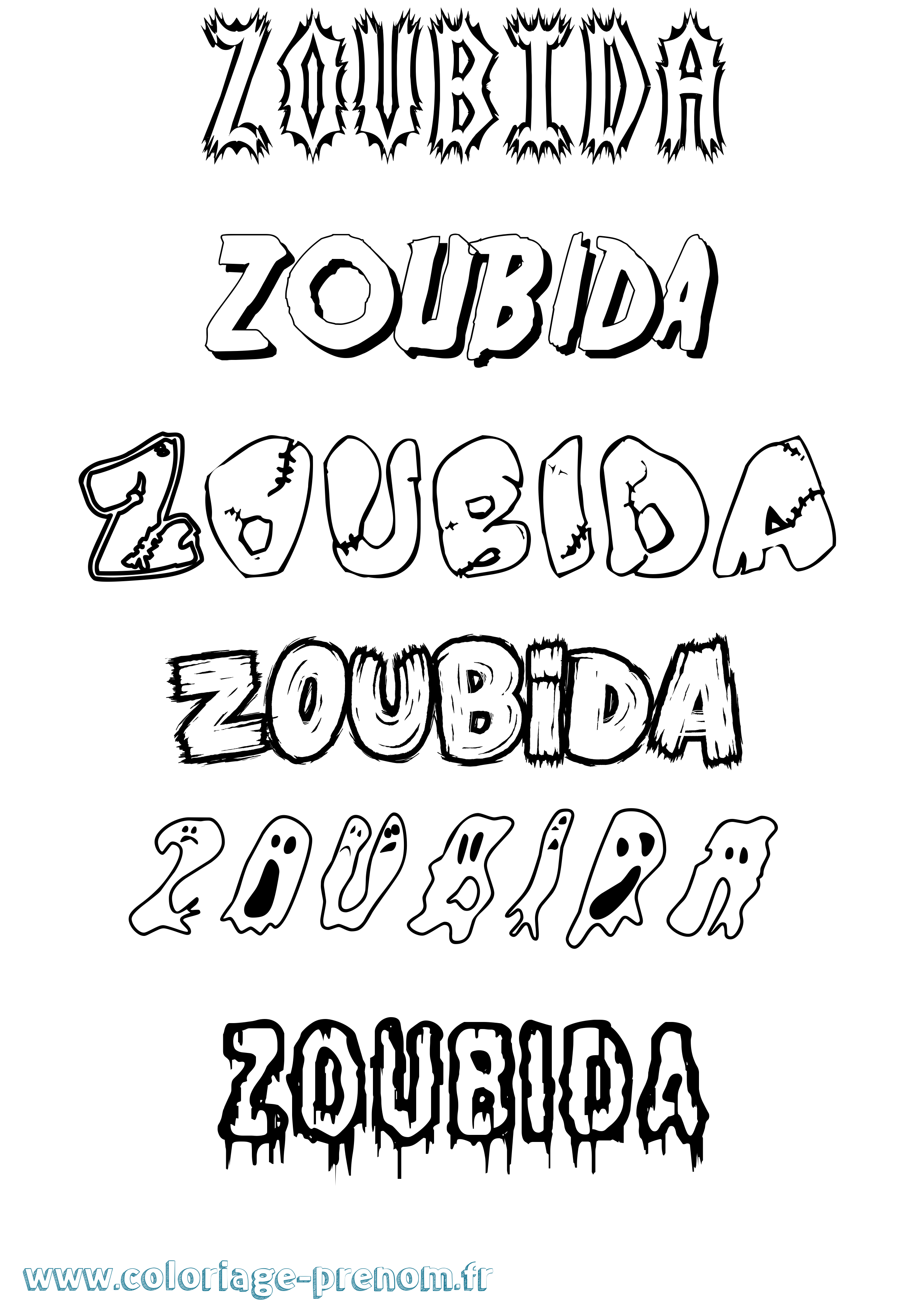Coloriage Zoubida Frisson Coloriage prénom Zoubida Frisson