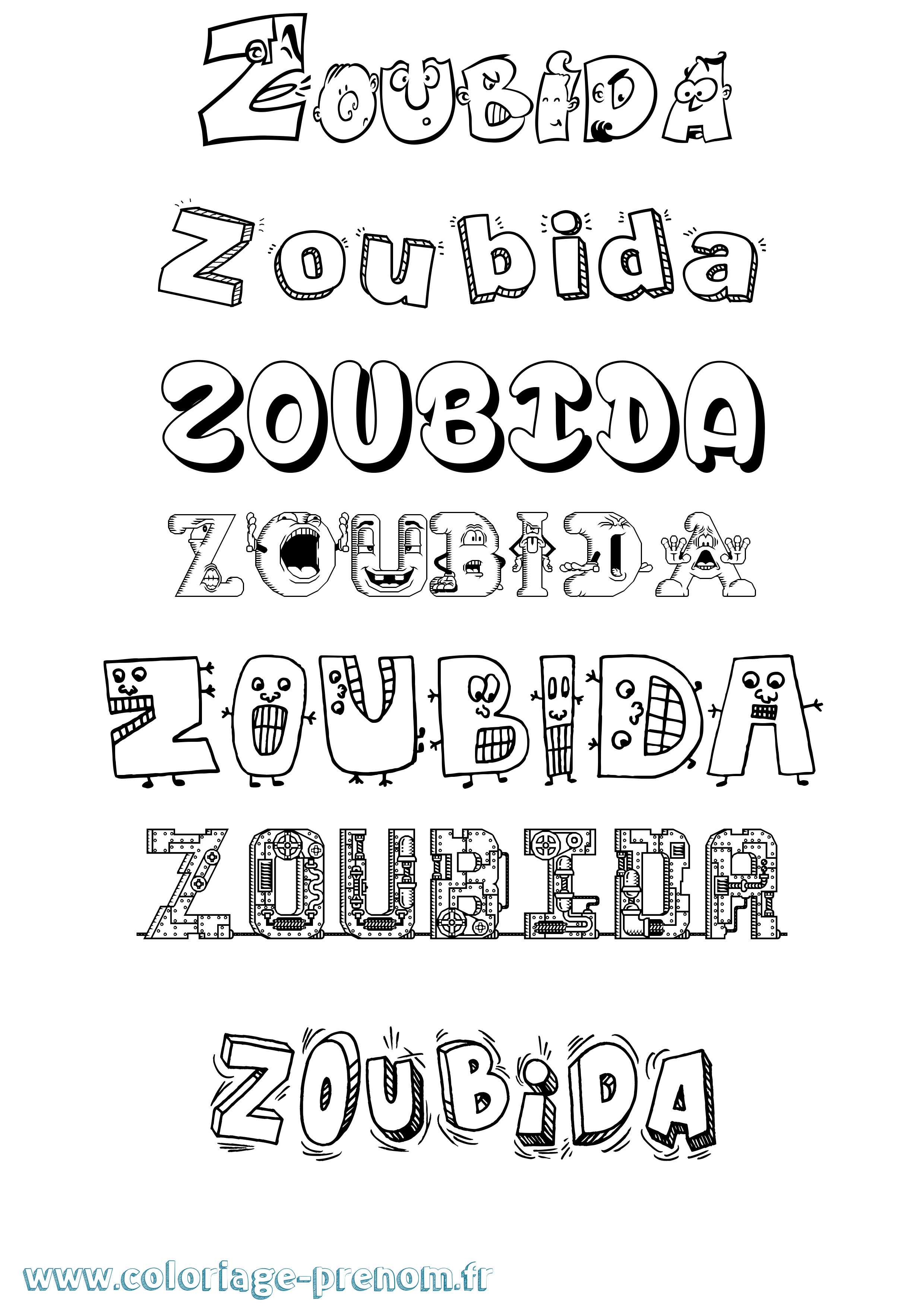 Coloriage Zoubida Fun Coloriage prénom Zoubida Fun
