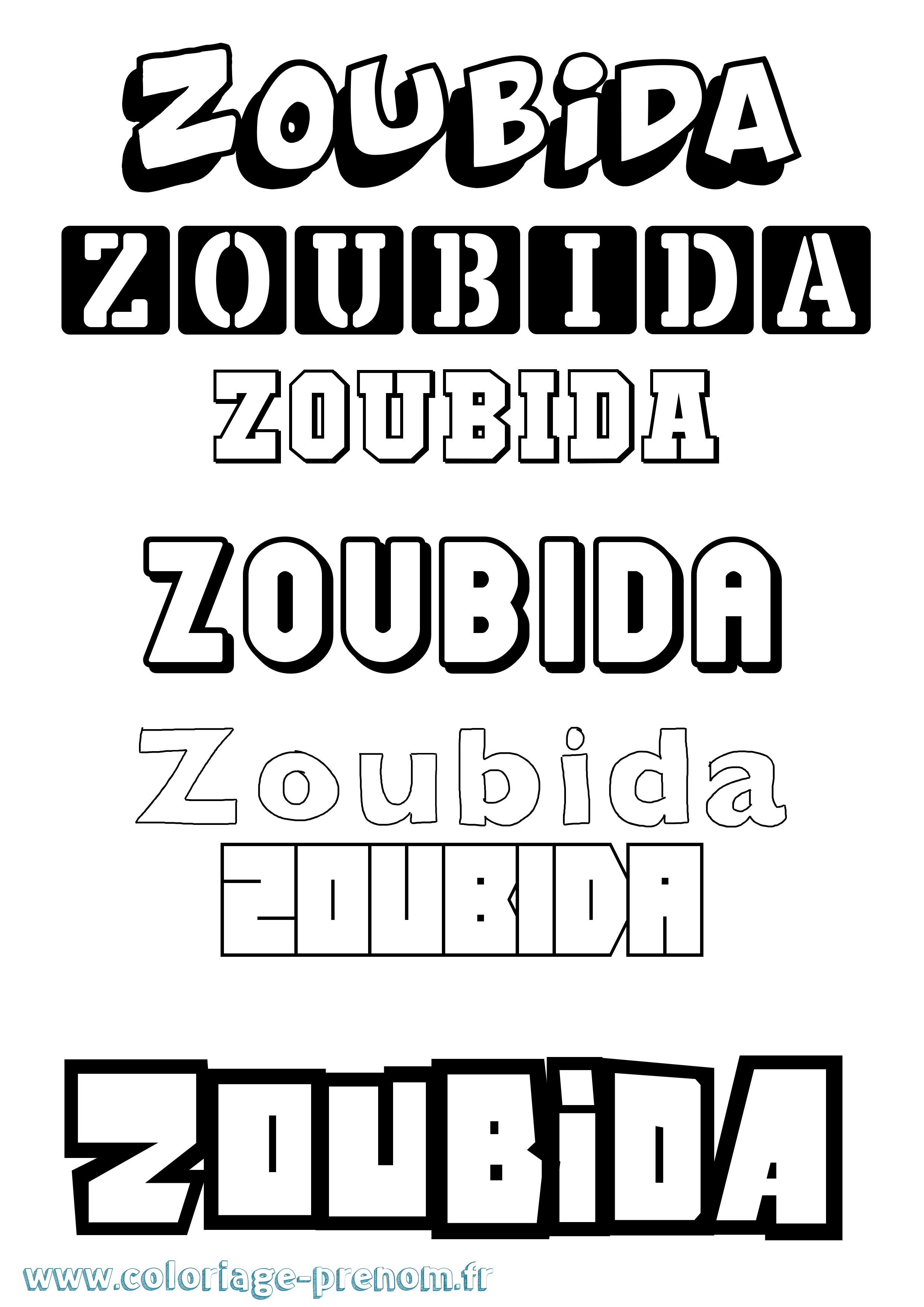 Coloriage Zoubida Simple Coloriage prénom Zoubida Simple