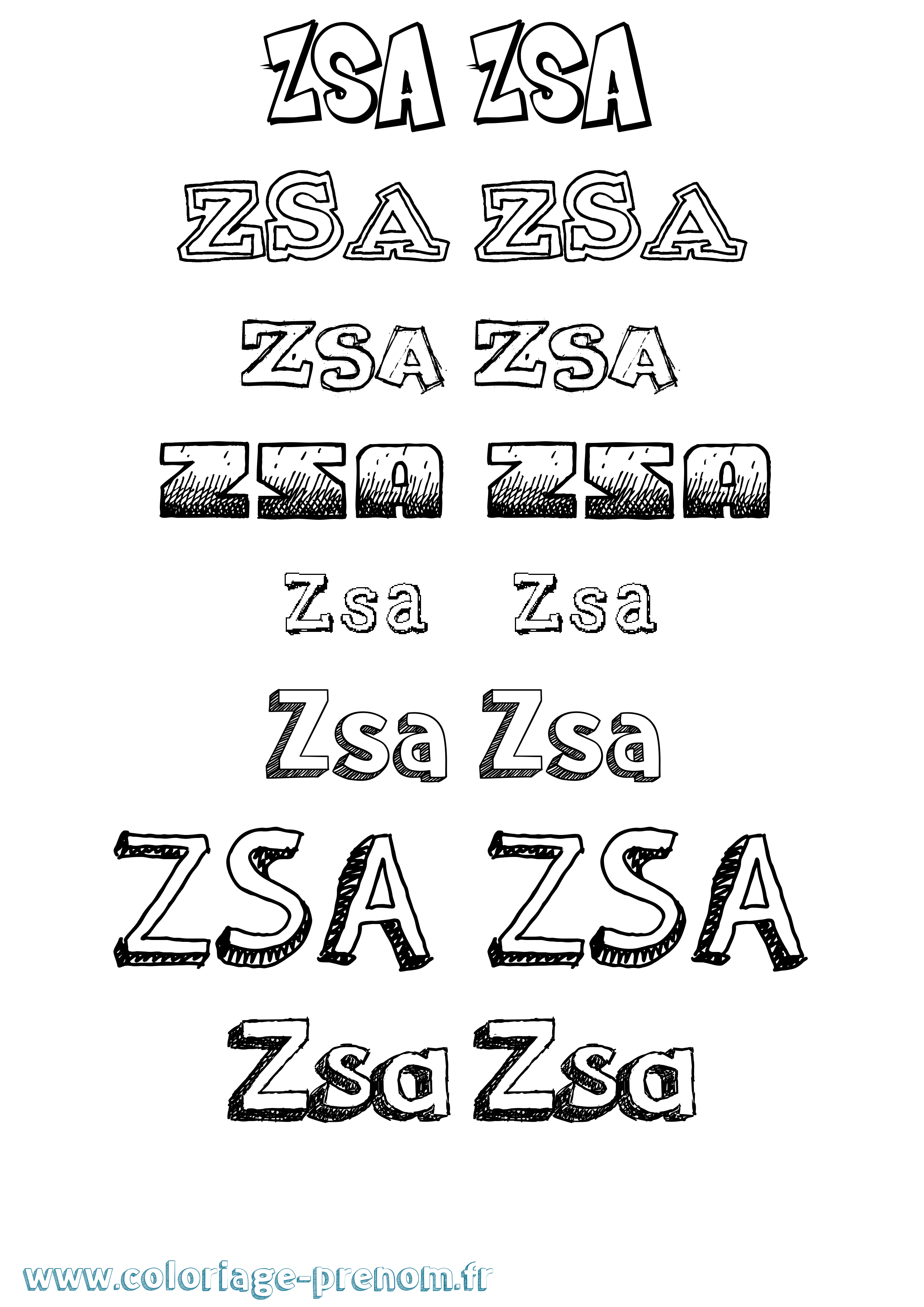 Coloriage Zsa Zsa Dessiné Coloriage prénom Zsa Zsa Dessiné