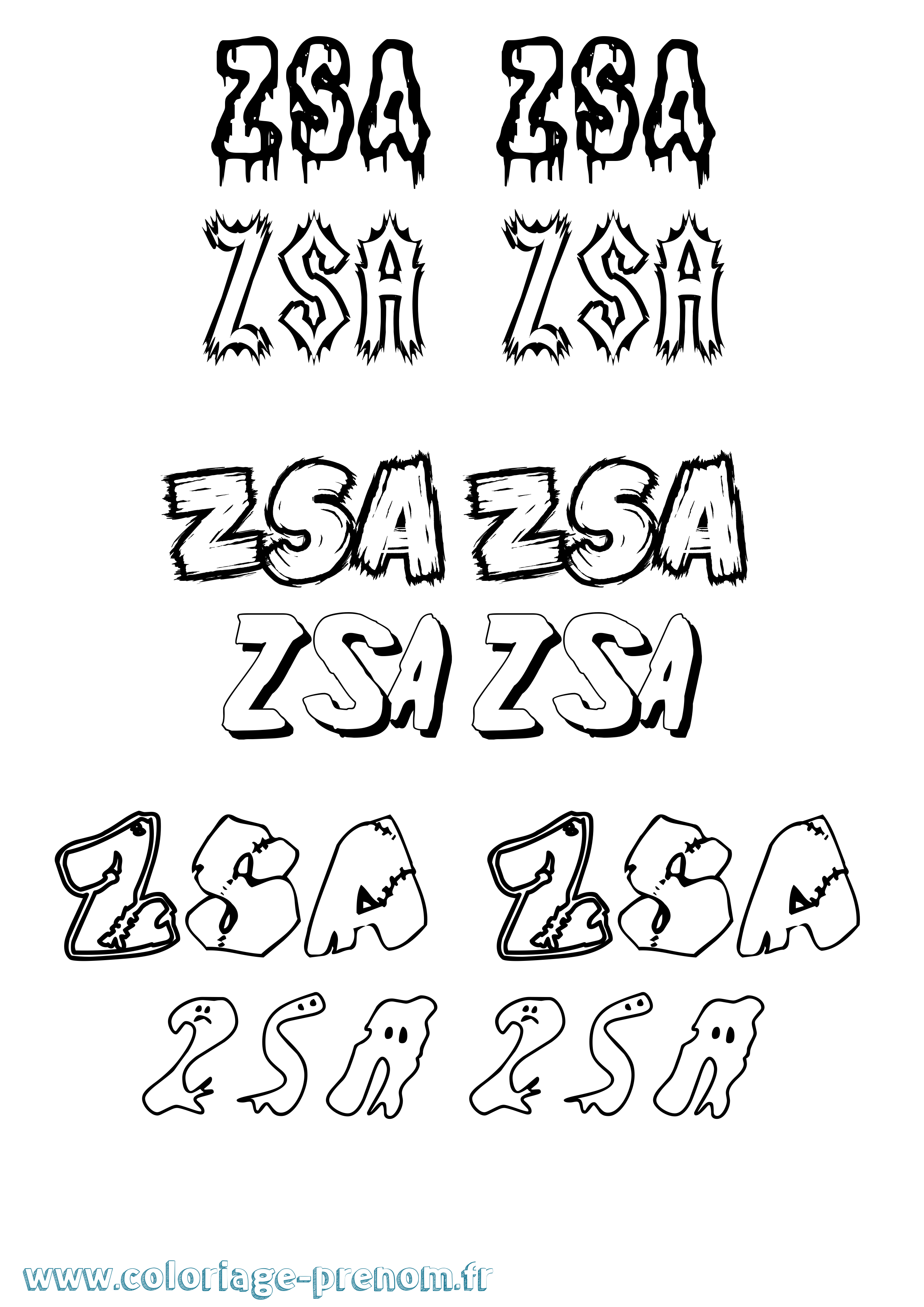Coloriage Zsa Zsa Frisson Coloriage prénom Zsa Zsa Frisson