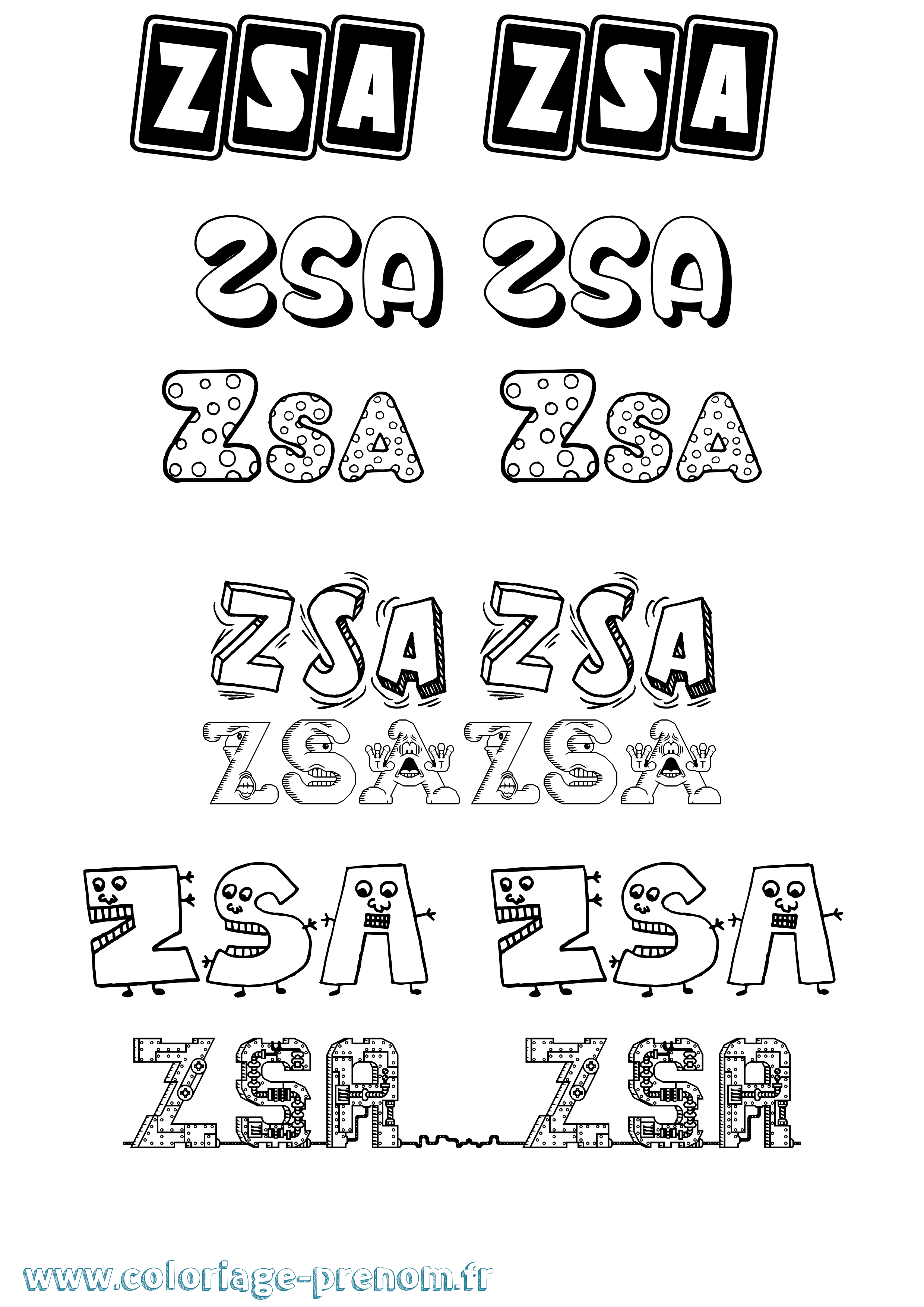 Coloriage Zsa Zsa Fun Coloriage prénom Zsa Zsa Fun