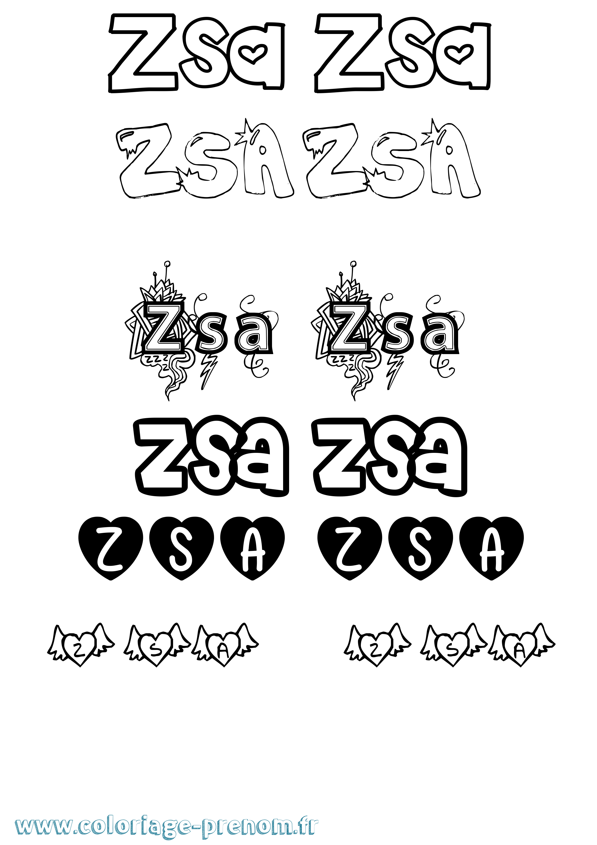 Coloriage Zsa Zsa Girly Coloriage prénom Zsa Zsa Girly