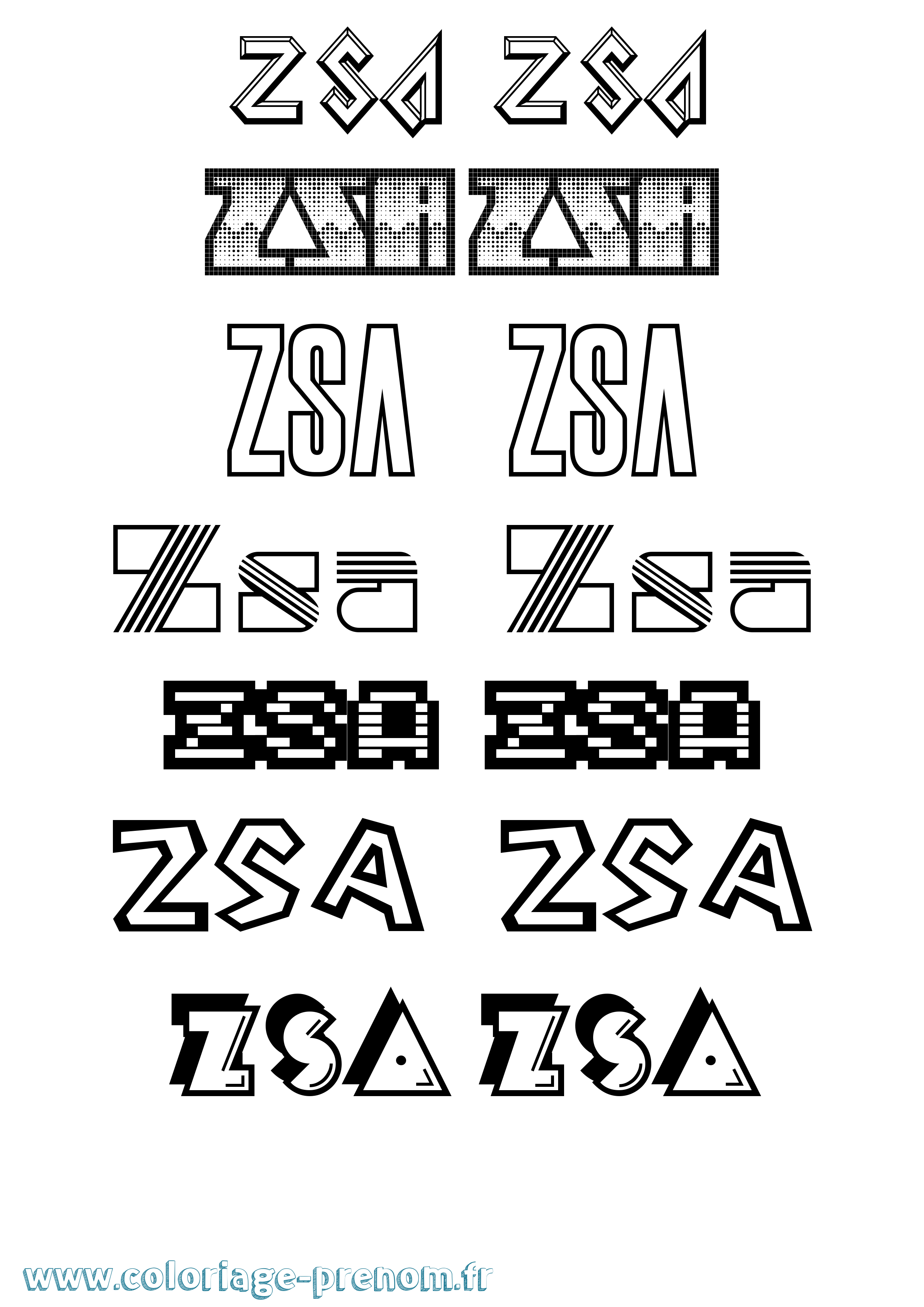 Coloriage Zsa Zsa Jeux Vidéos Coloriage prénom Zsa Zsa Jeux Vidéos
