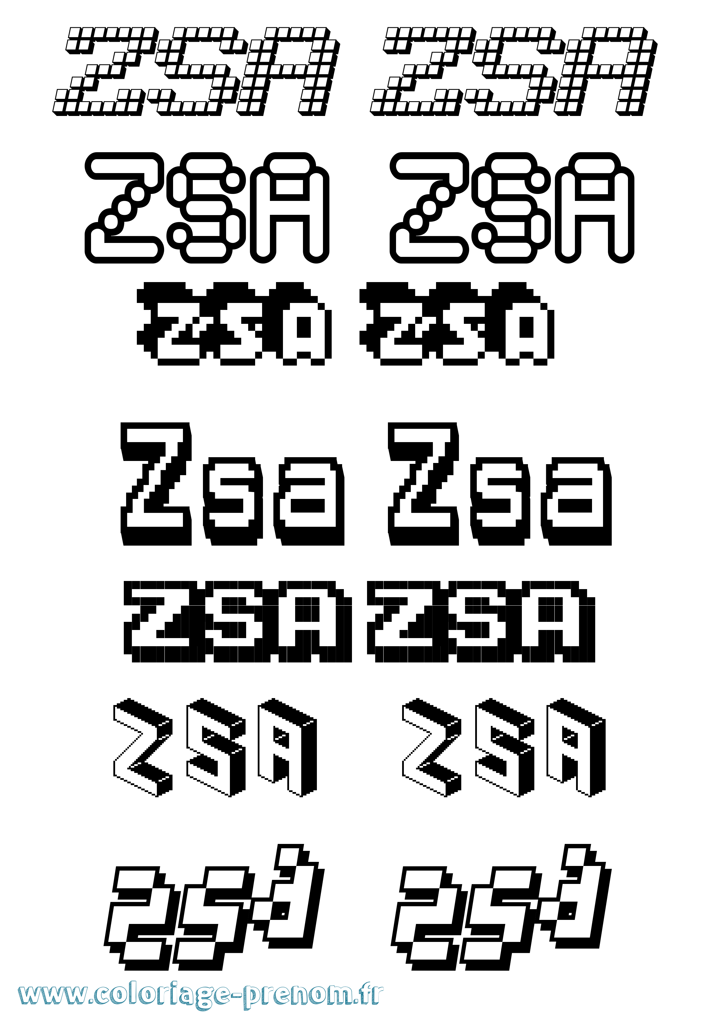 Coloriage Zsa Zsa Pixel Coloriage prénom Zsa Zsa Pixel