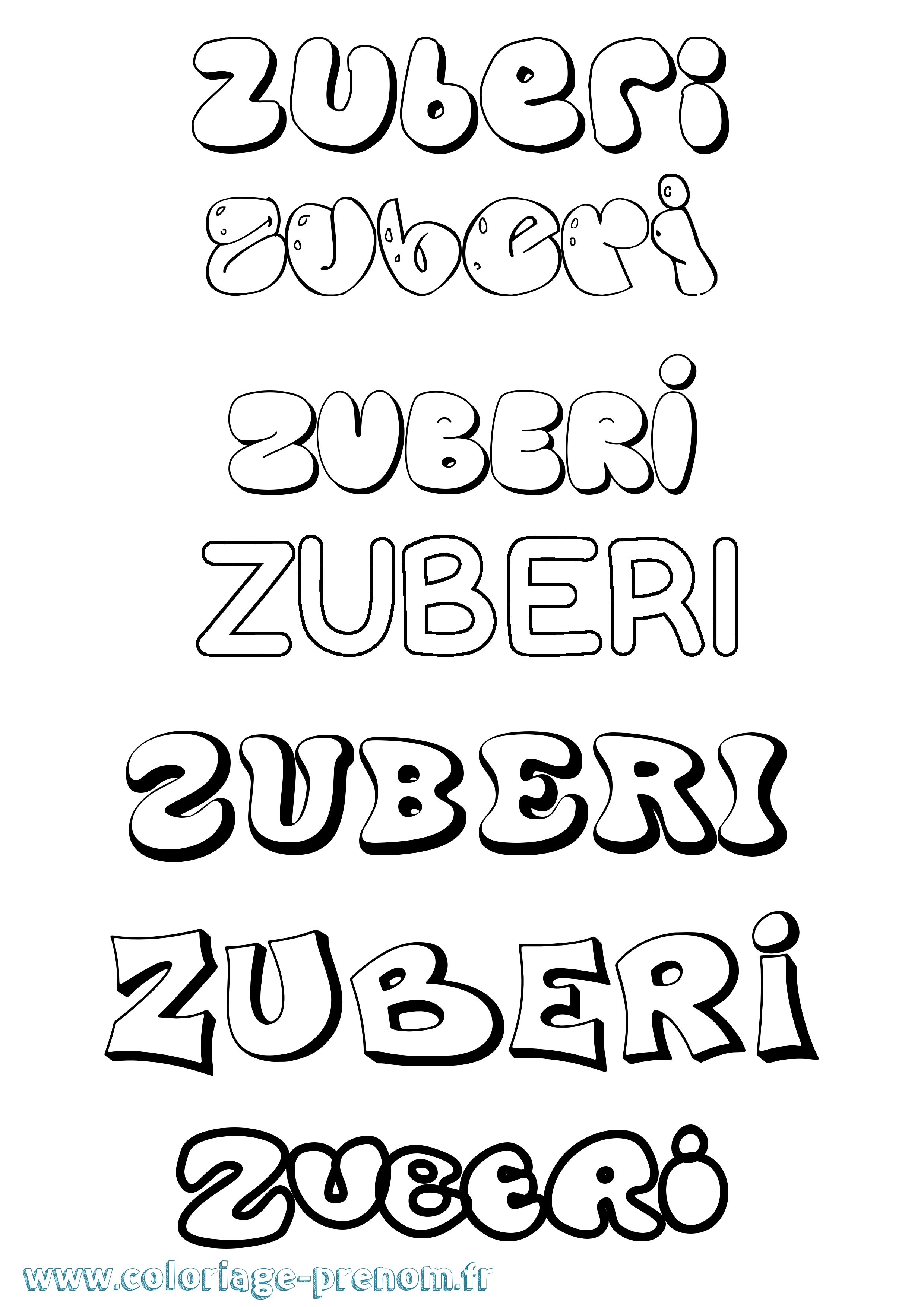 Coloriage Zuberi Bubble Coloriage prénom Zuberi Bubble