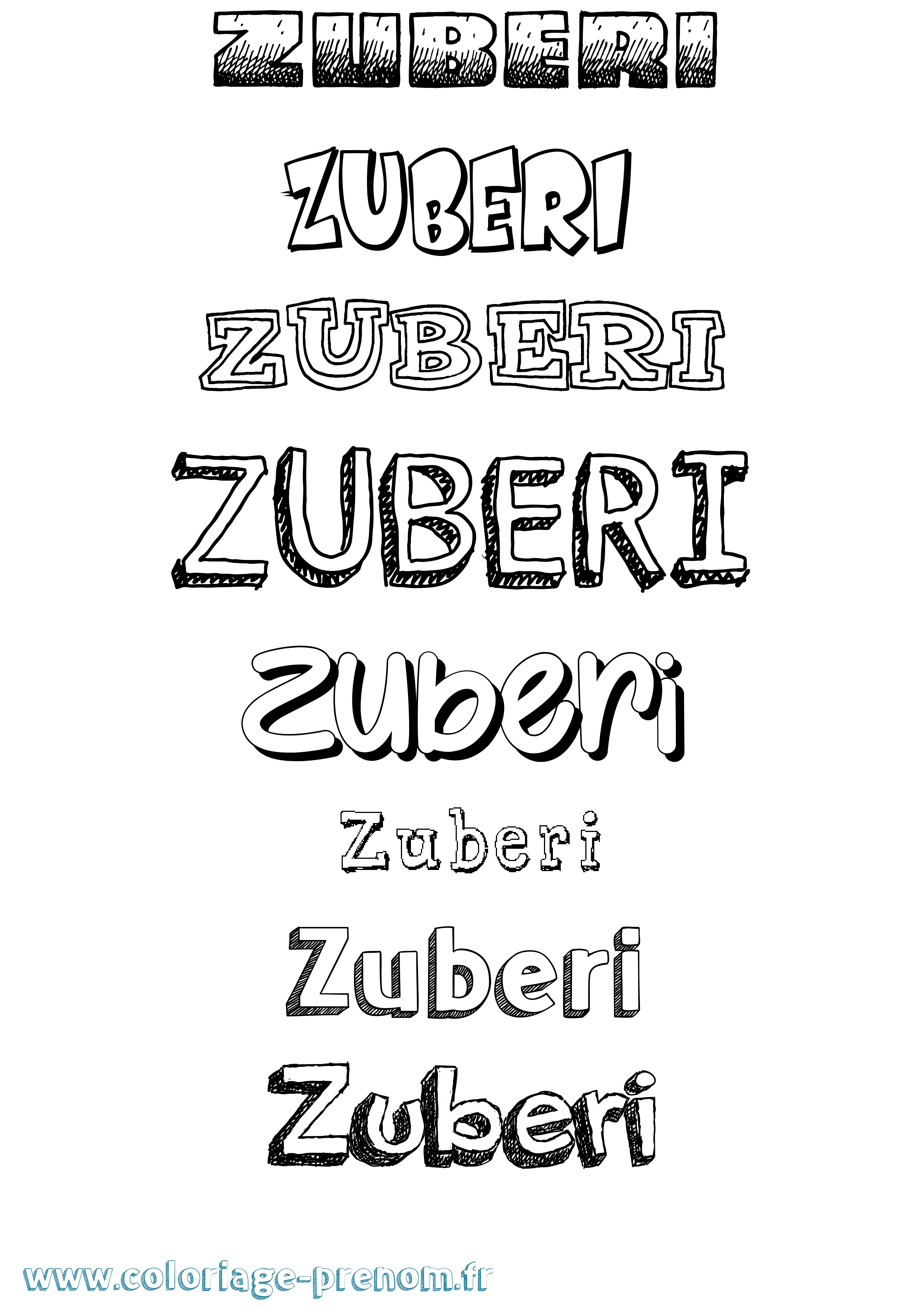 Coloriage Zuberi Dessiné Coloriage prénom Zuberi Dessiné
