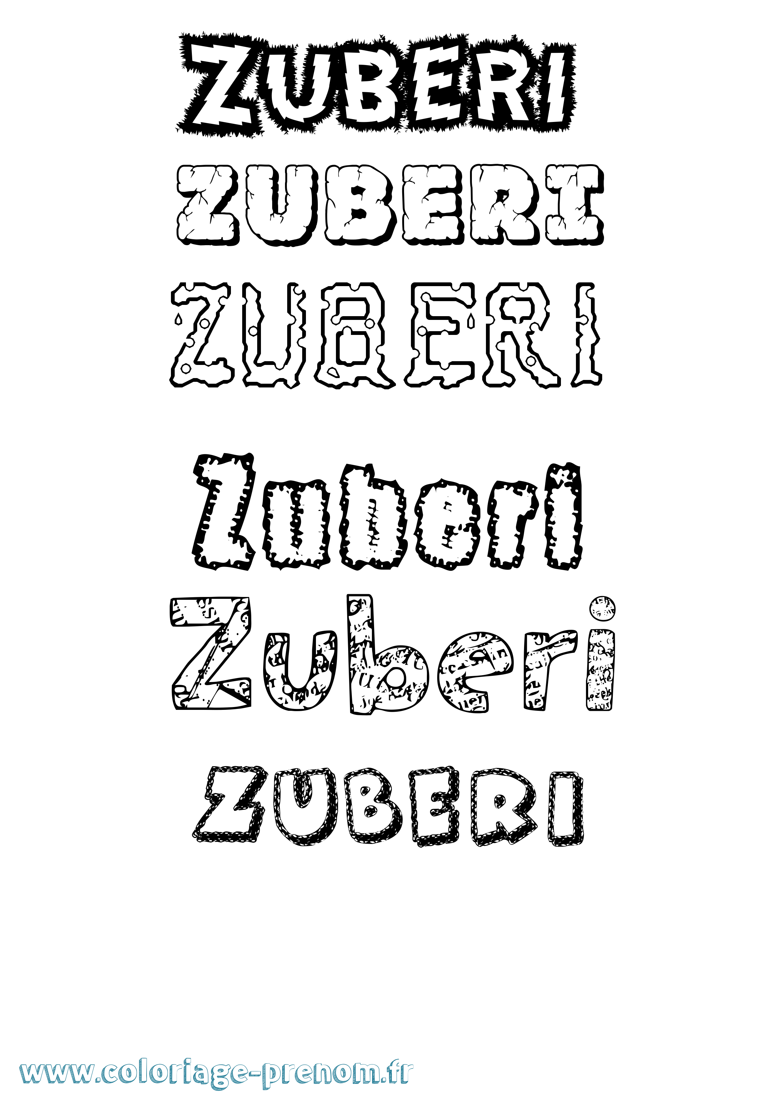 Coloriage Zuberi Destructuré Coloriage prénom Zuberi Destructuré
