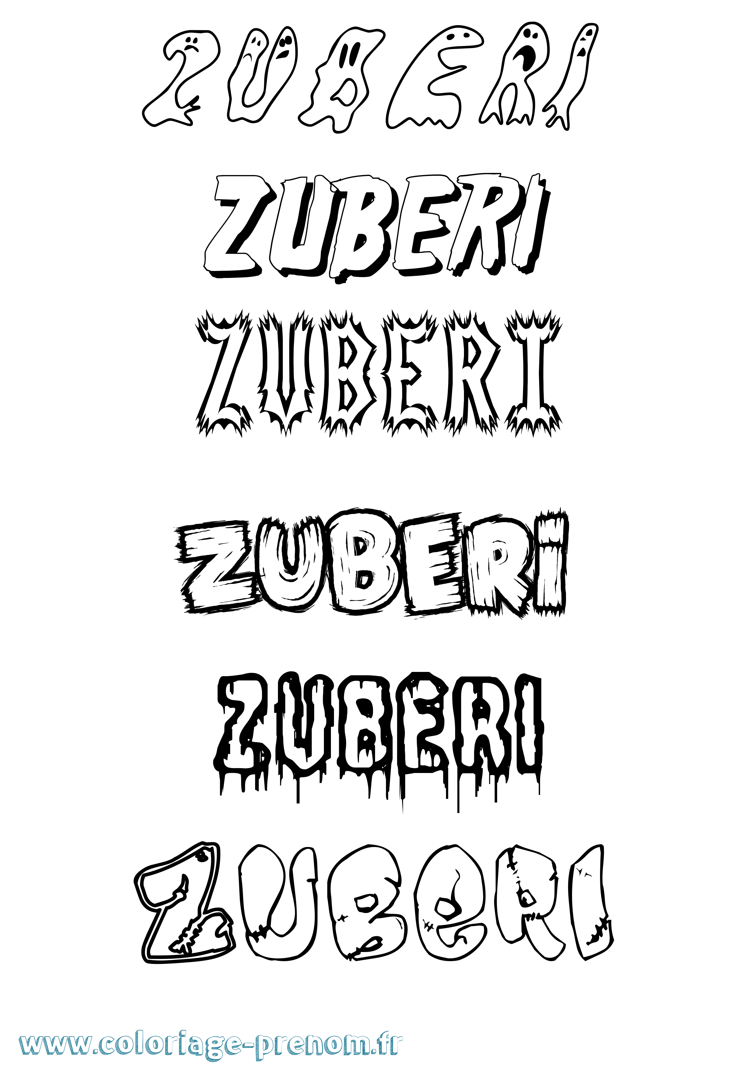 Coloriage Zuberi Frisson Coloriage prénom Zuberi Frisson
