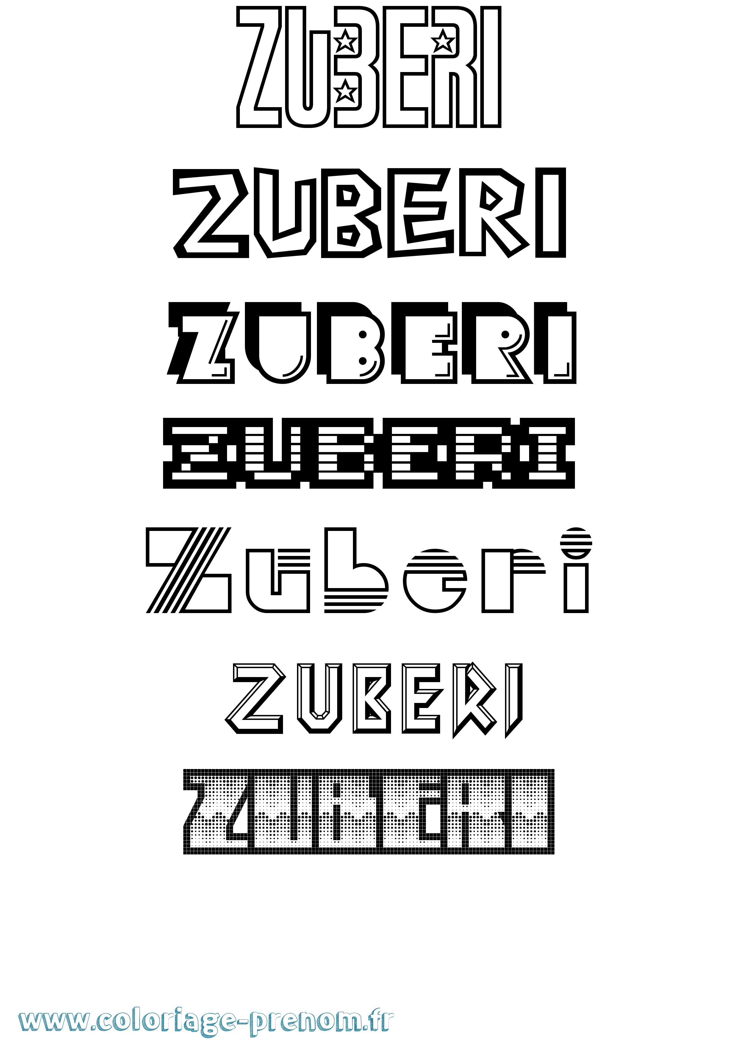 Coloriage Zuberi Jeux Vidéos Coloriage prénom Zuberi Jeux Vidéos