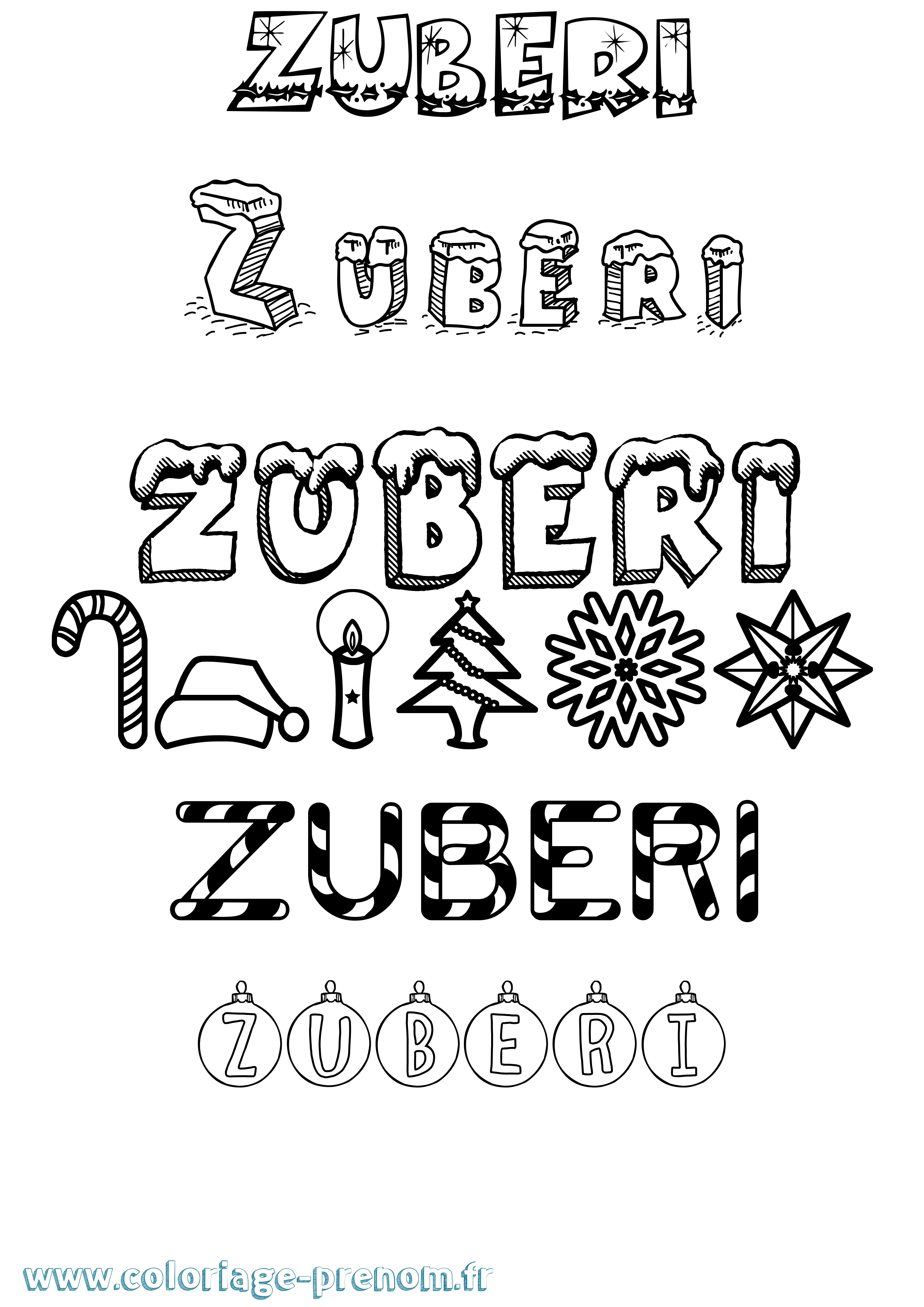 Coloriage Zuberi Noël Coloriage prénom Zuberi Noël