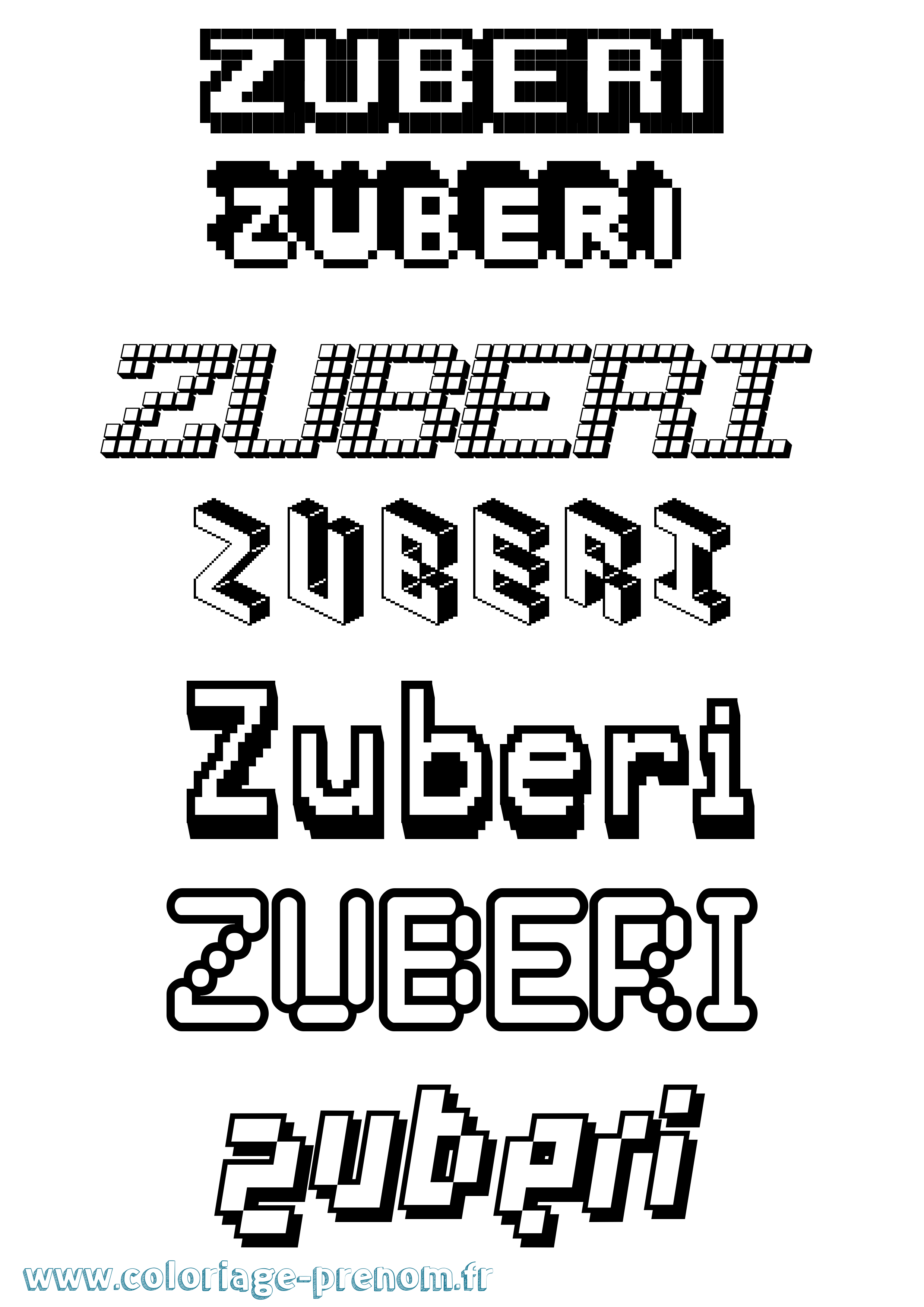 Coloriage Zuberi Pixel Coloriage prénom Zuberi Pixel