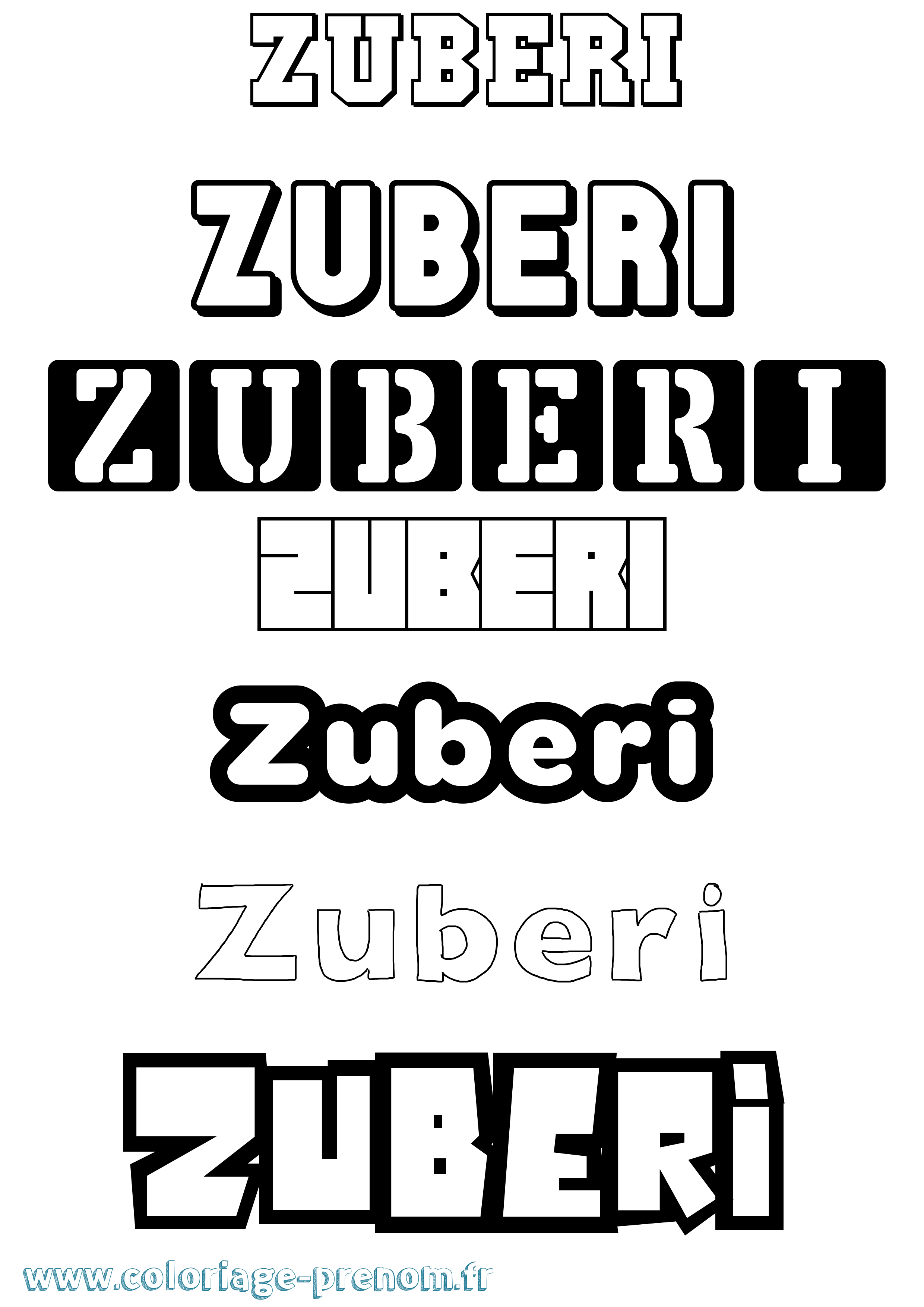 Coloriage Zuberi Simple Coloriage prénom Zuberi Simple