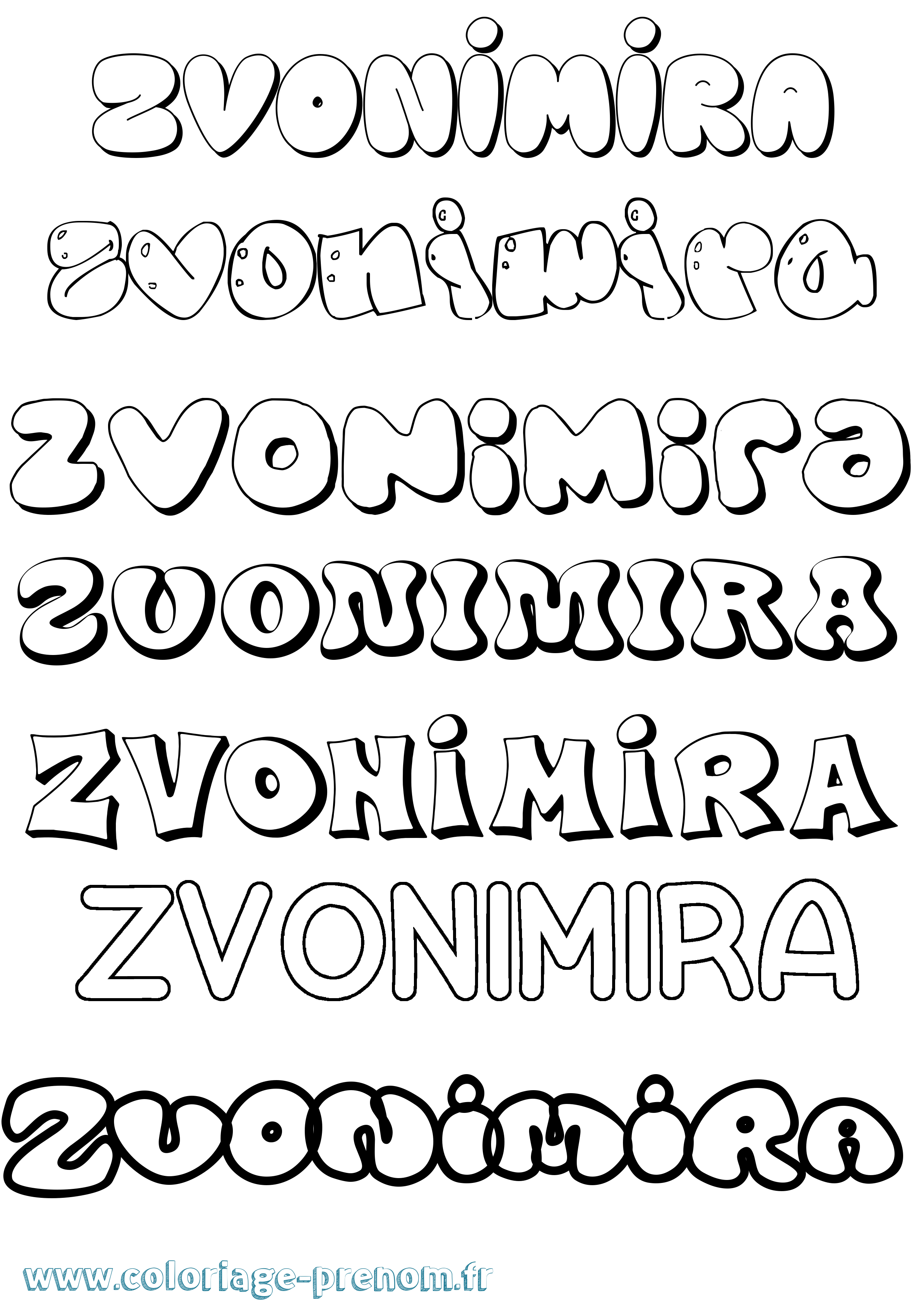 Coloriage Zvonimira Bubble Coloriage prénom Zvonimira Bubble