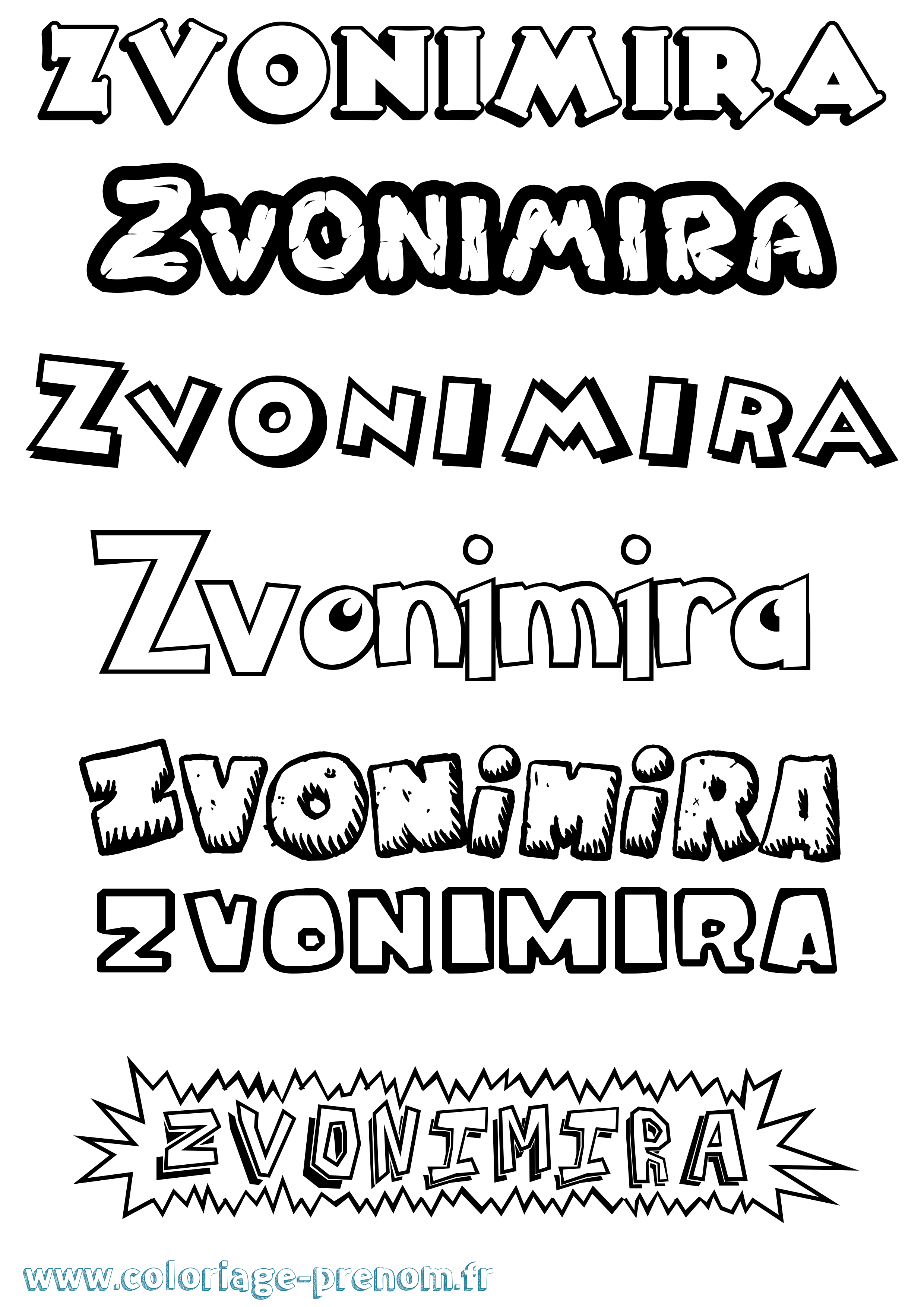 Coloriage Zvonimira Dessin Animé Coloriage prénom Zvonimira Dessin Animé