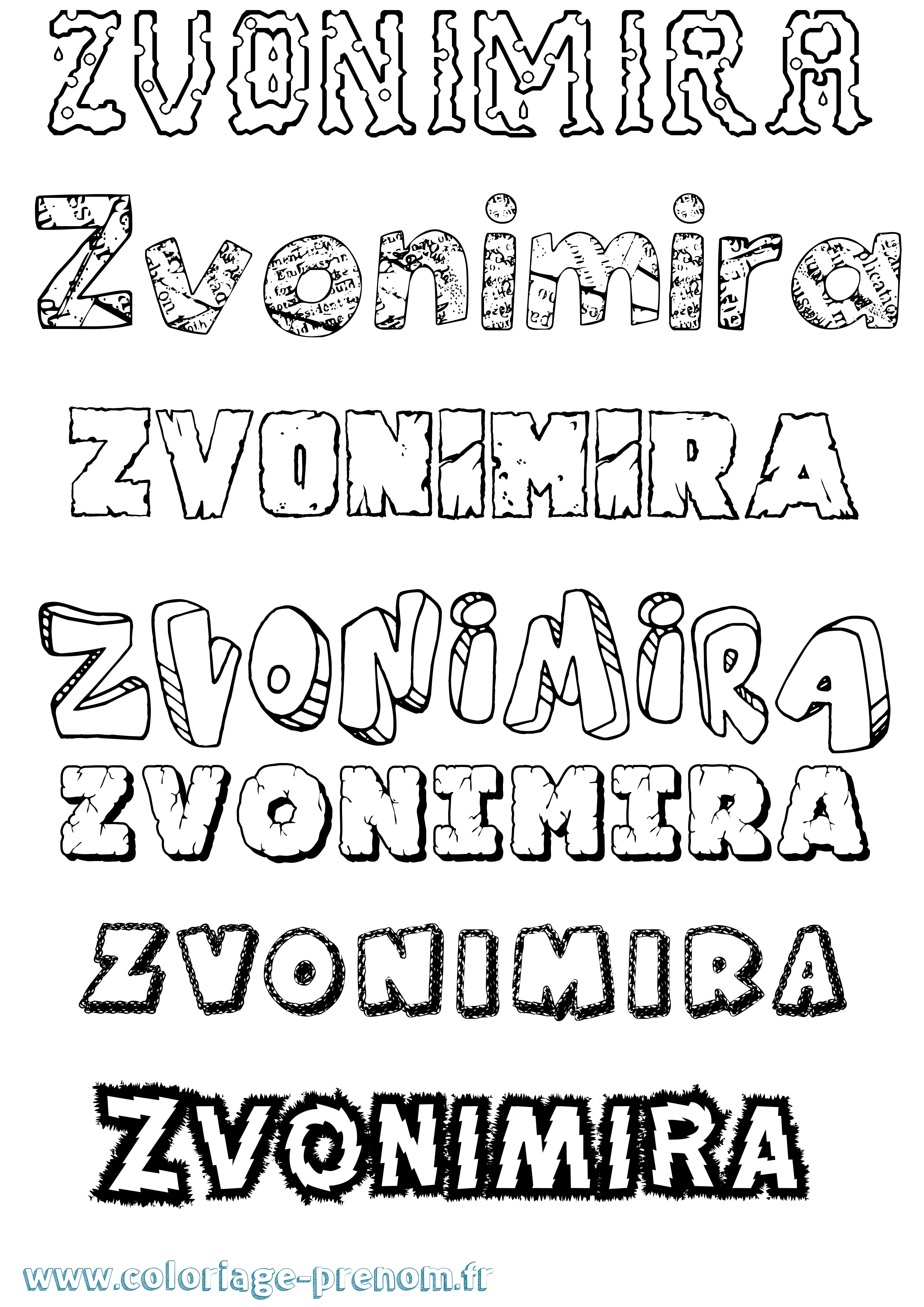 Coloriage Zvonimira Destructuré Coloriage prénom Zvonimira Destructuré