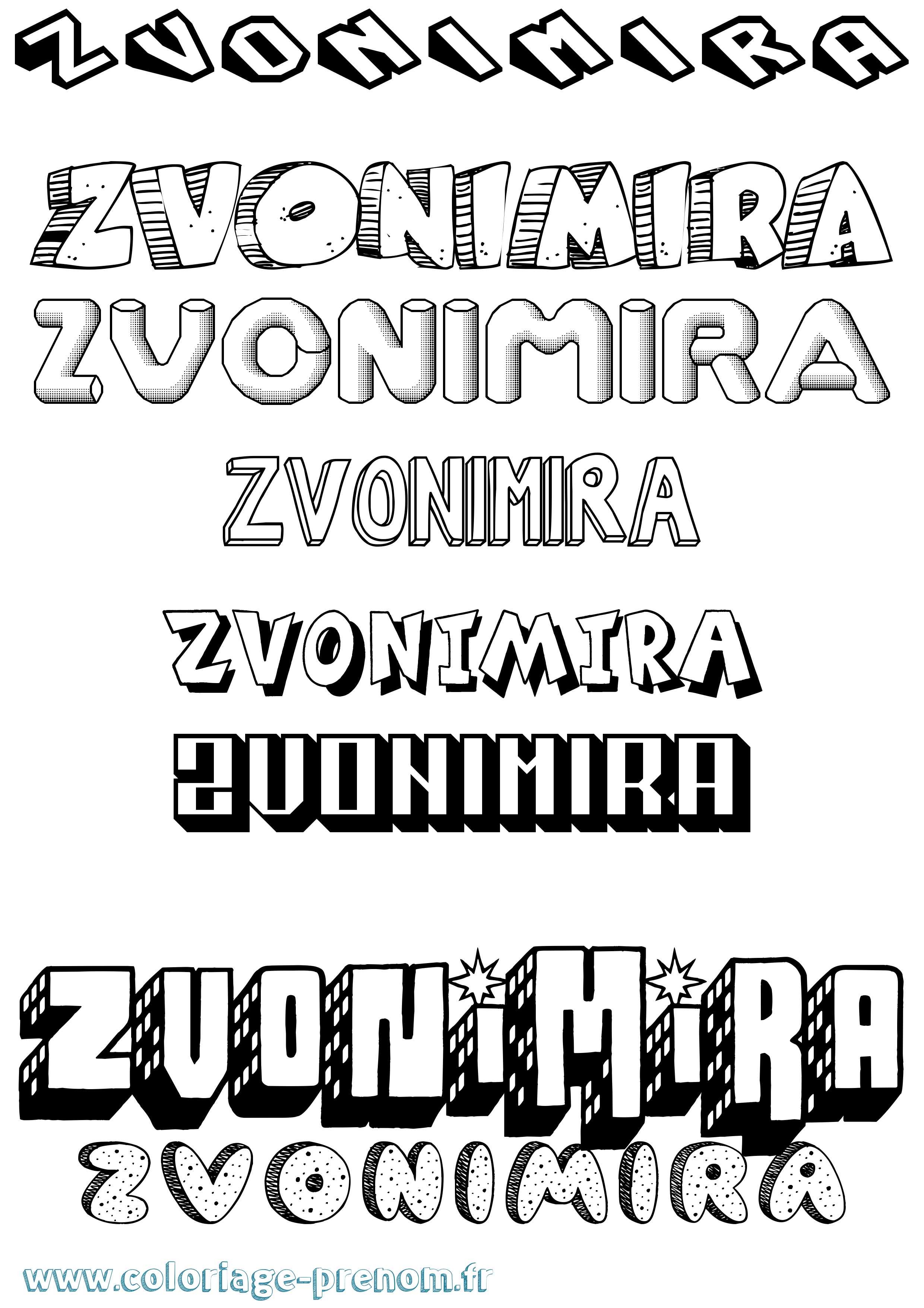 Coloriage Zvonimira Effet 3D Coloriage prénom Zvonimira Effet 3D