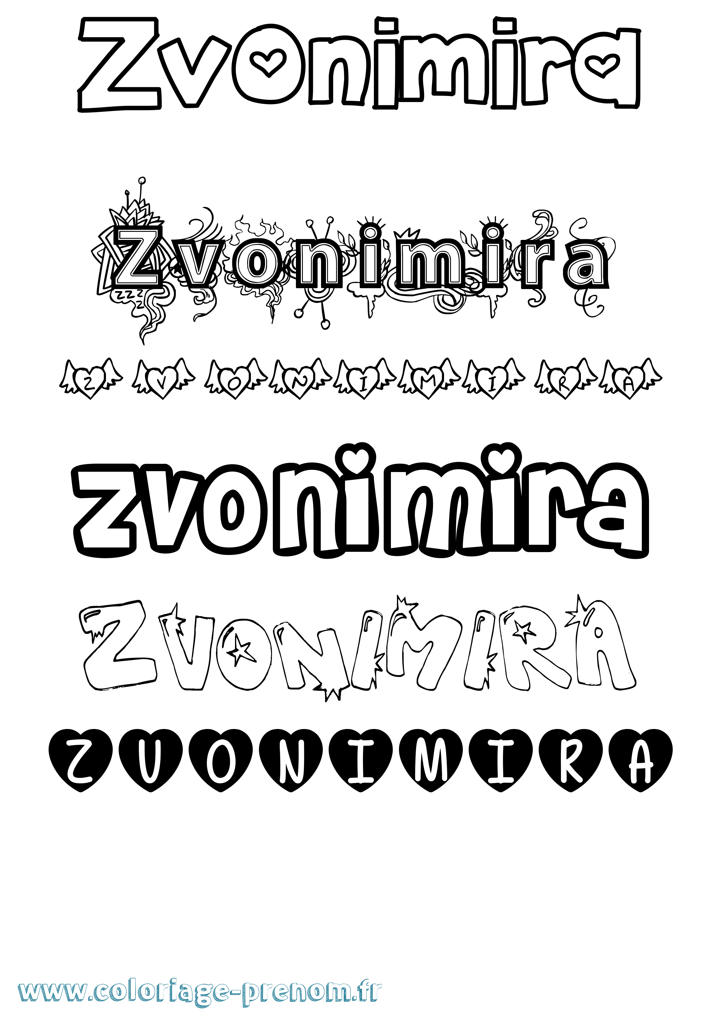 Coloriage Zvonimira Girly Coloriage prénom Zvonimira Girly