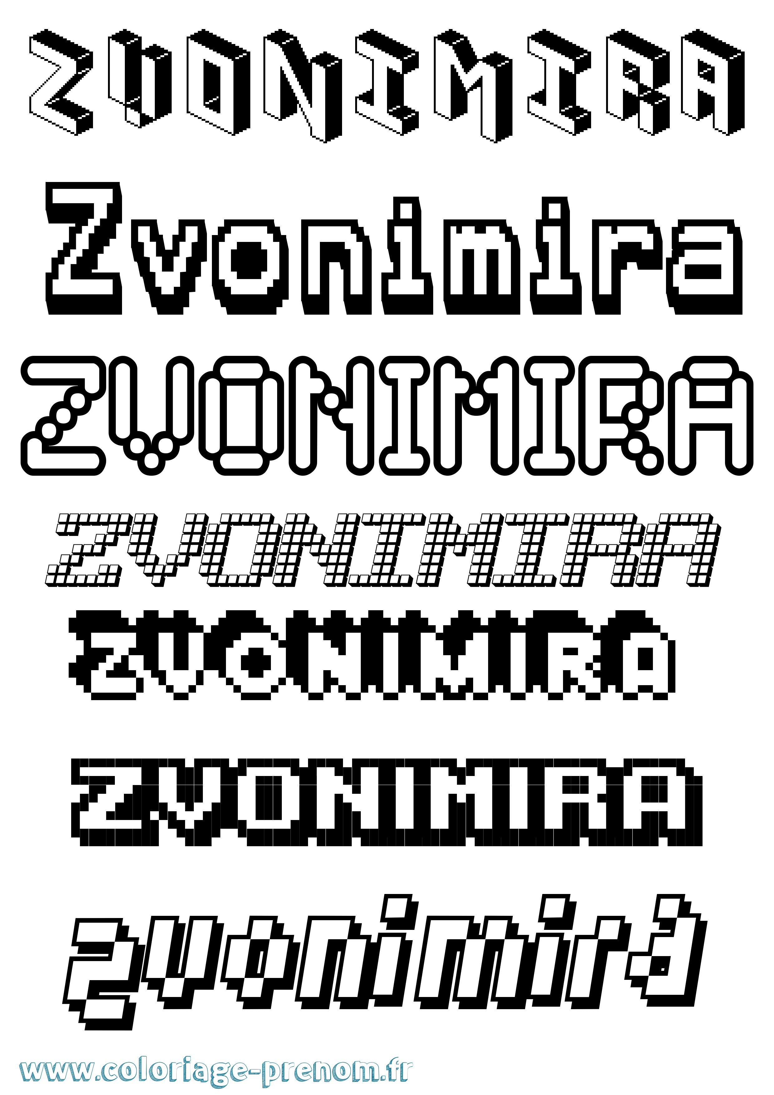 Coloriage Zvonimira Pixel Coloriage prénom Zvonimira Pixel