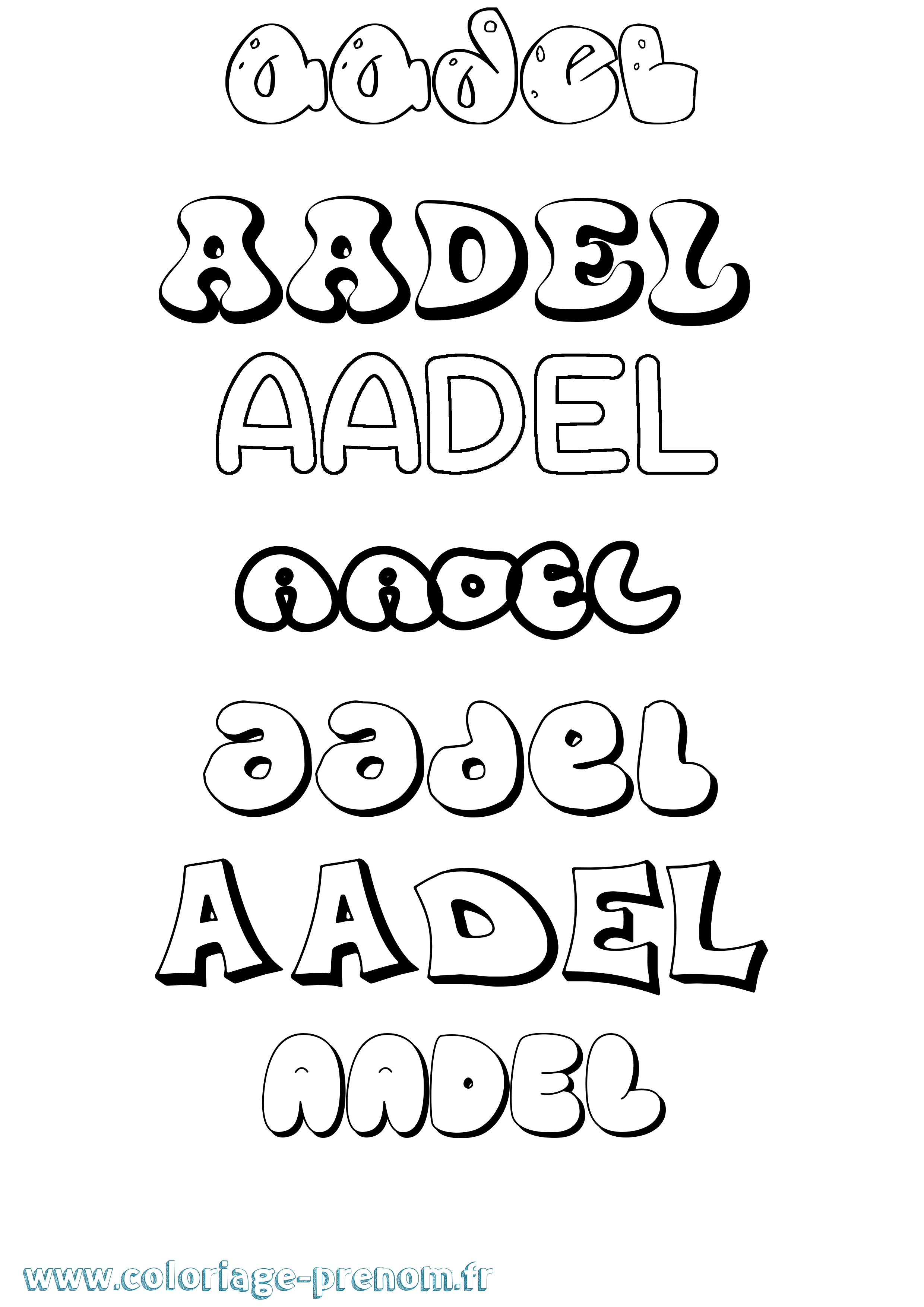 Coloriage prénom Aadel Bubble