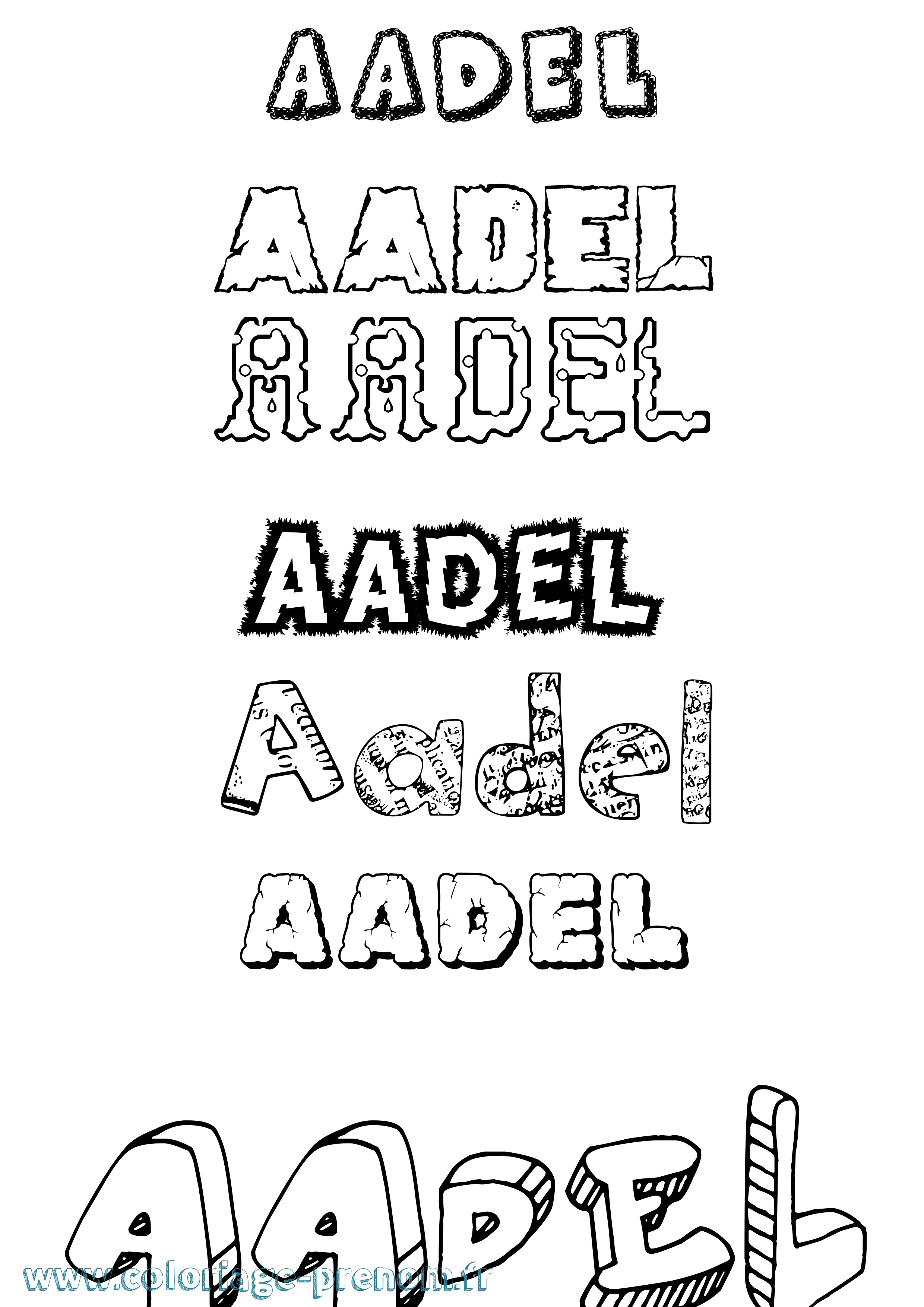 Coloriage prénom Aadel Destructuré