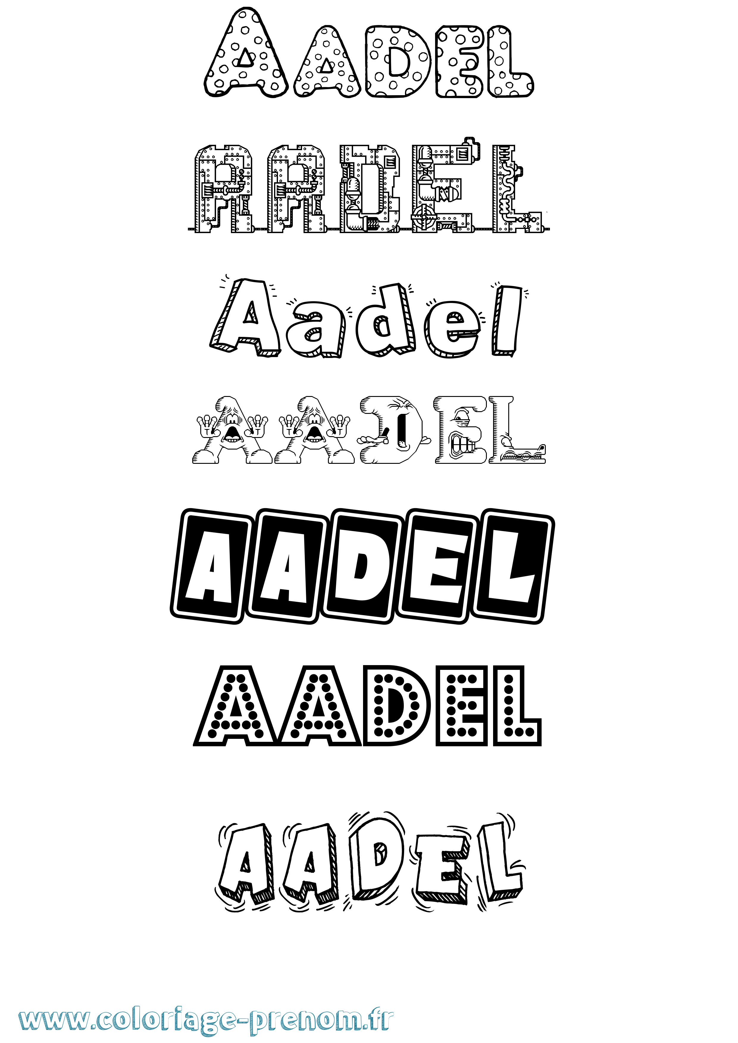 Coloriage prénom Aadel Fun