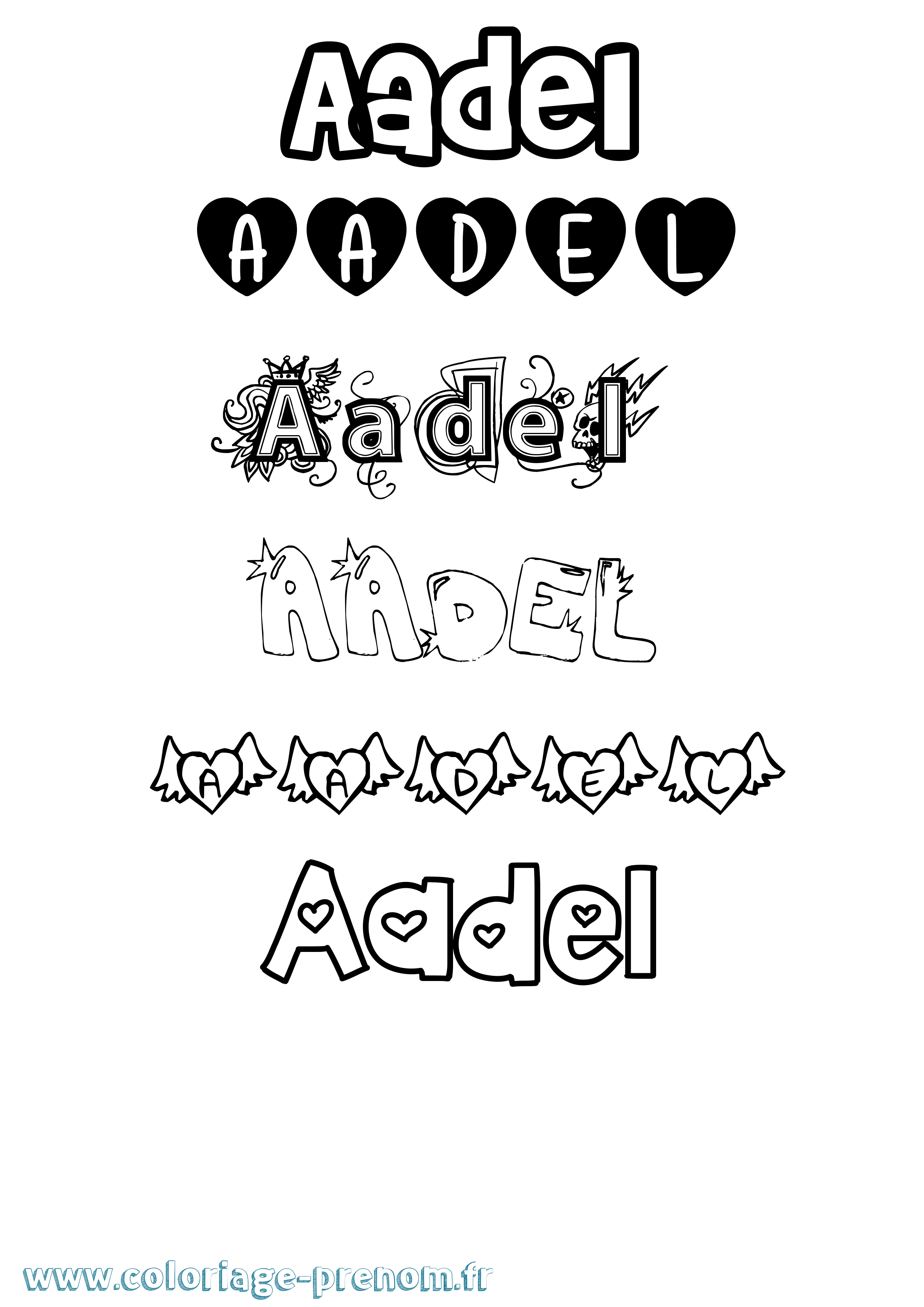 Coloriage prénom Aadel Girly