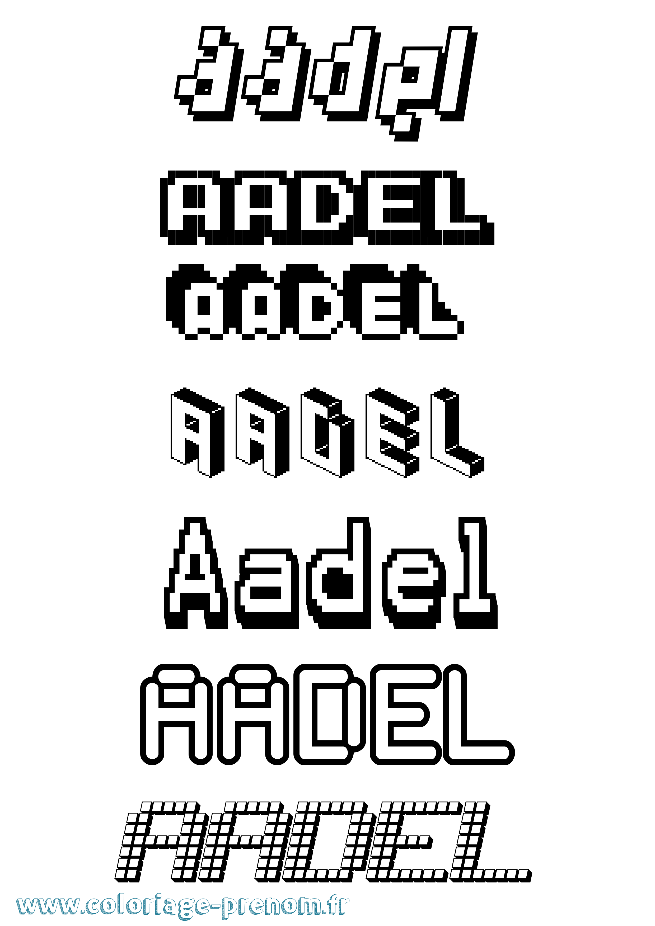 Coloriage prénom Aadel Pixel