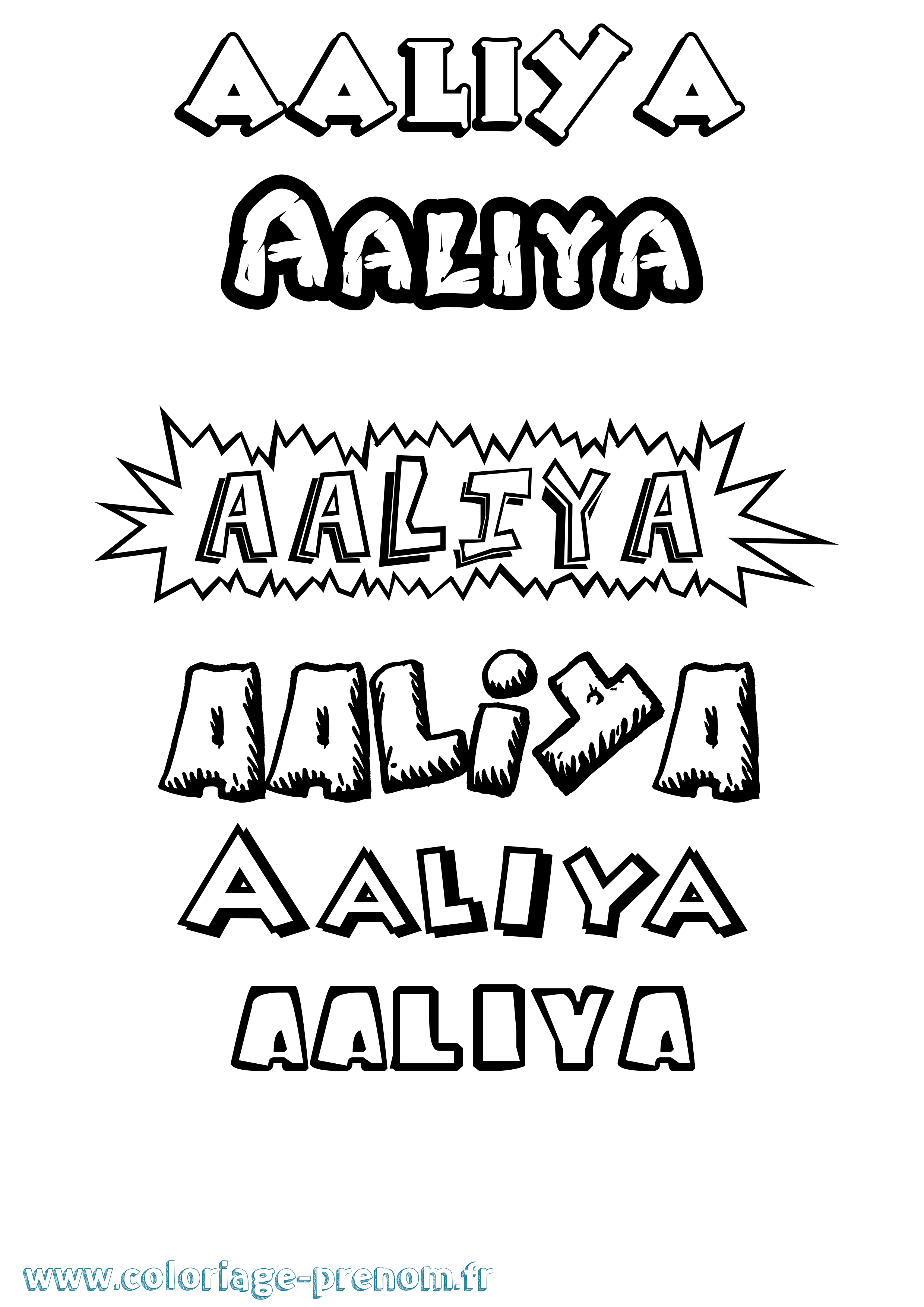 Coloriage prénom Aaliya Dessin Animé