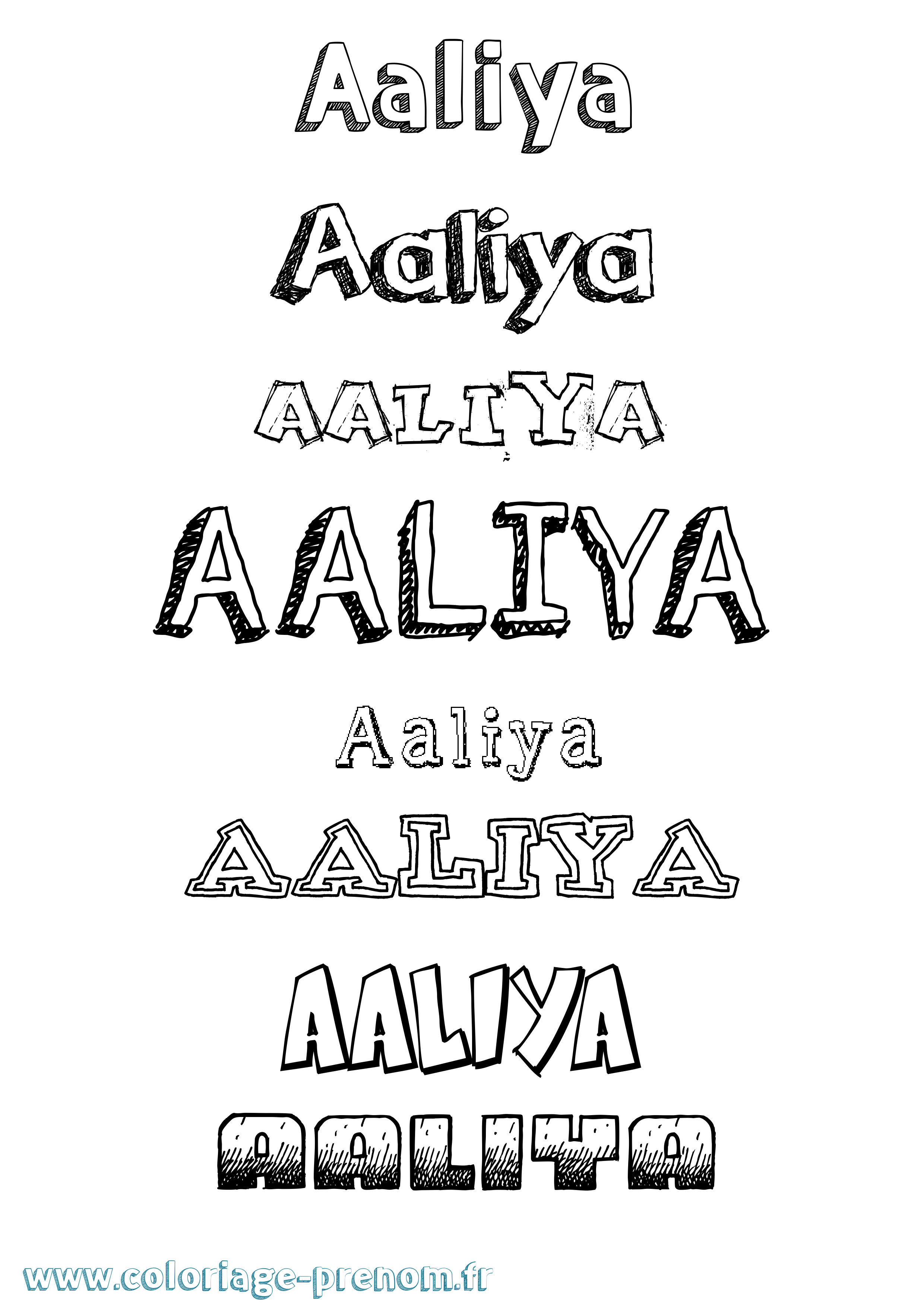 Coloriage prénom Aaliya Dessiné