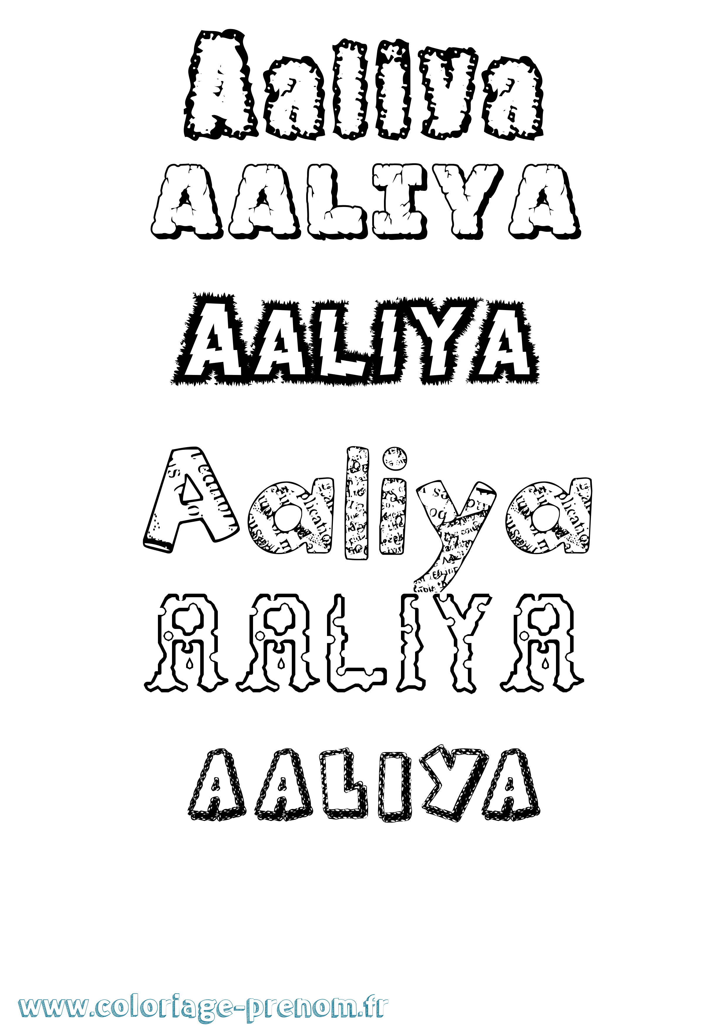 Coloriage prénom Aaliya Destructuré