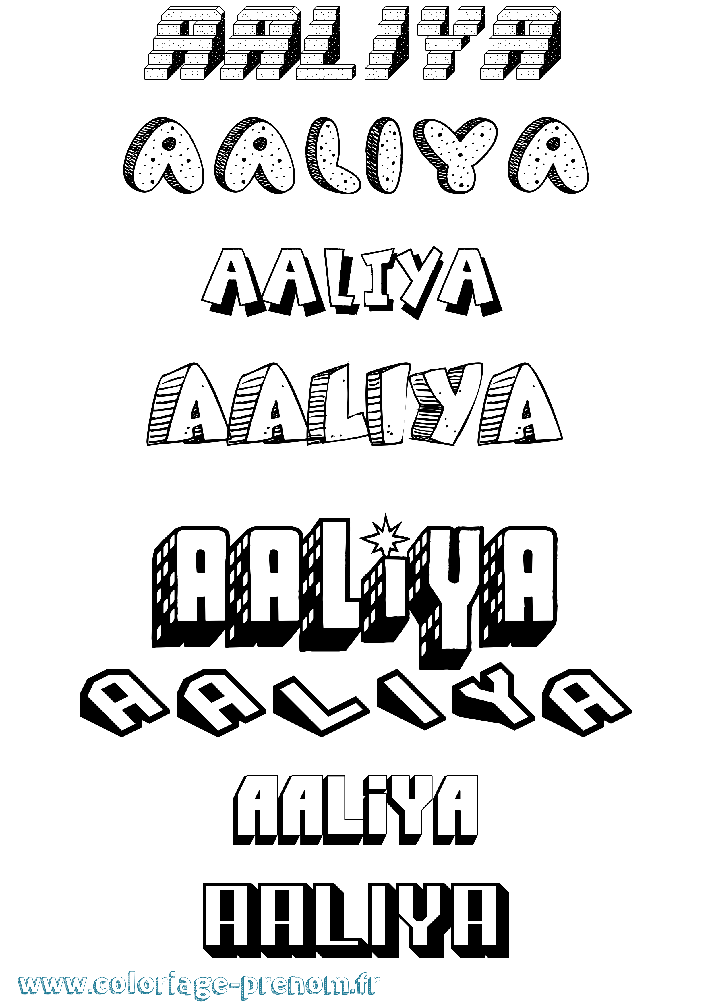 Coloriage prénom Aaliya