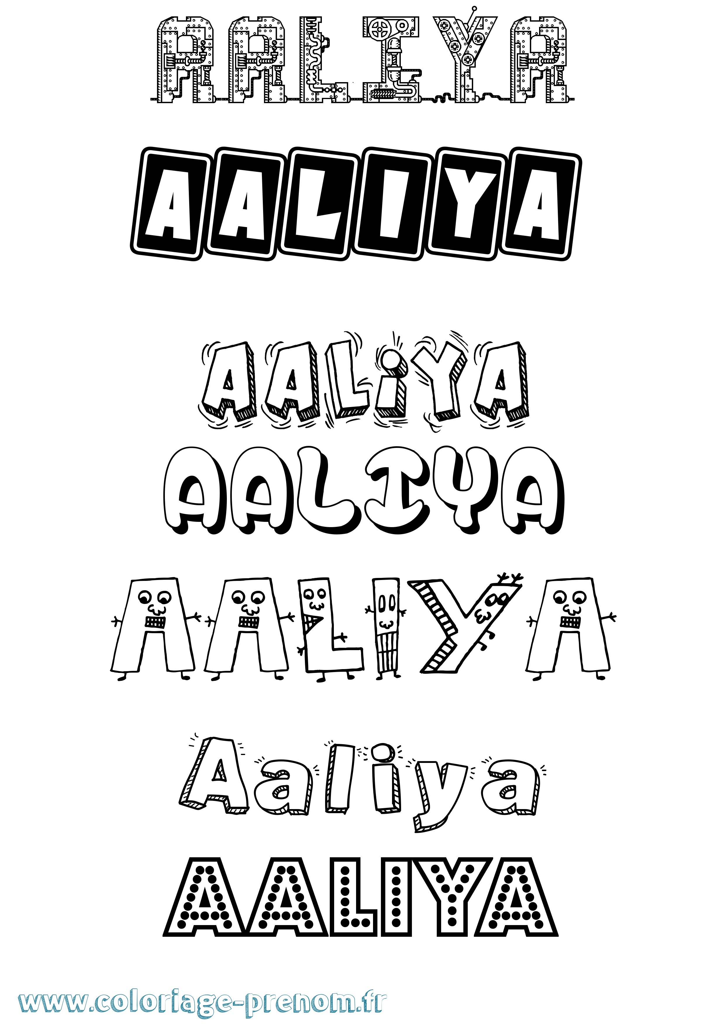 Coloriage prénom Aaliya Fun