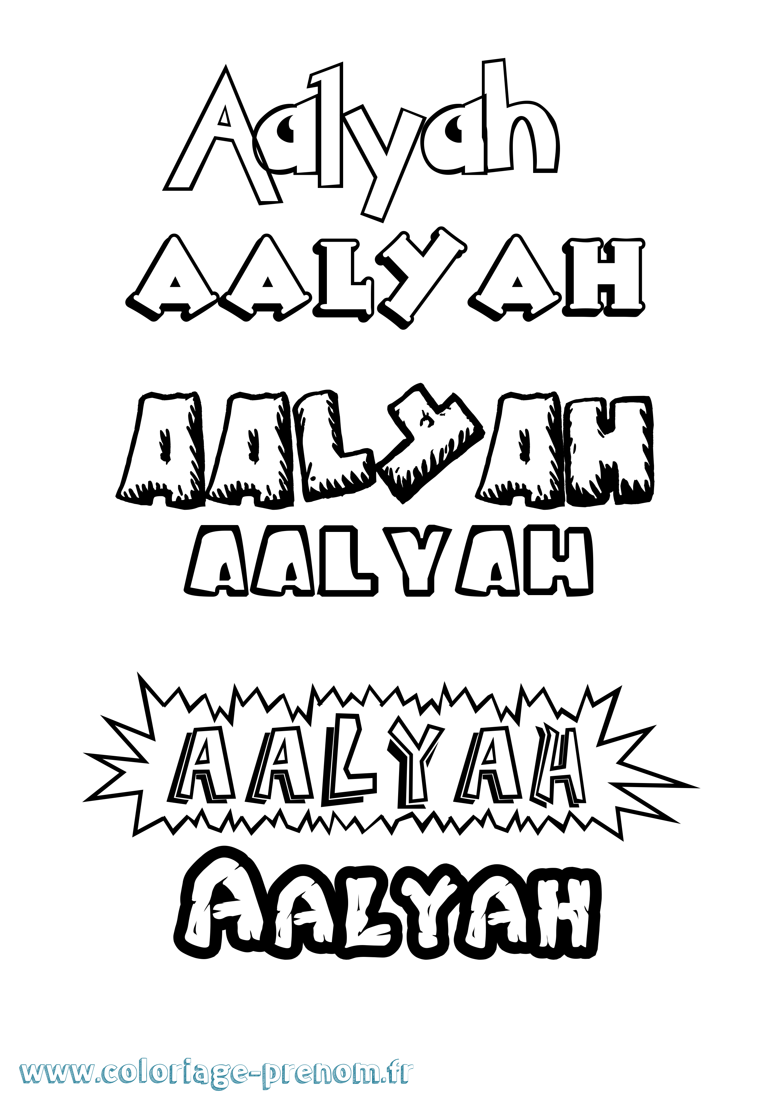 Coloriage prénom Aalyah Dessin Animé