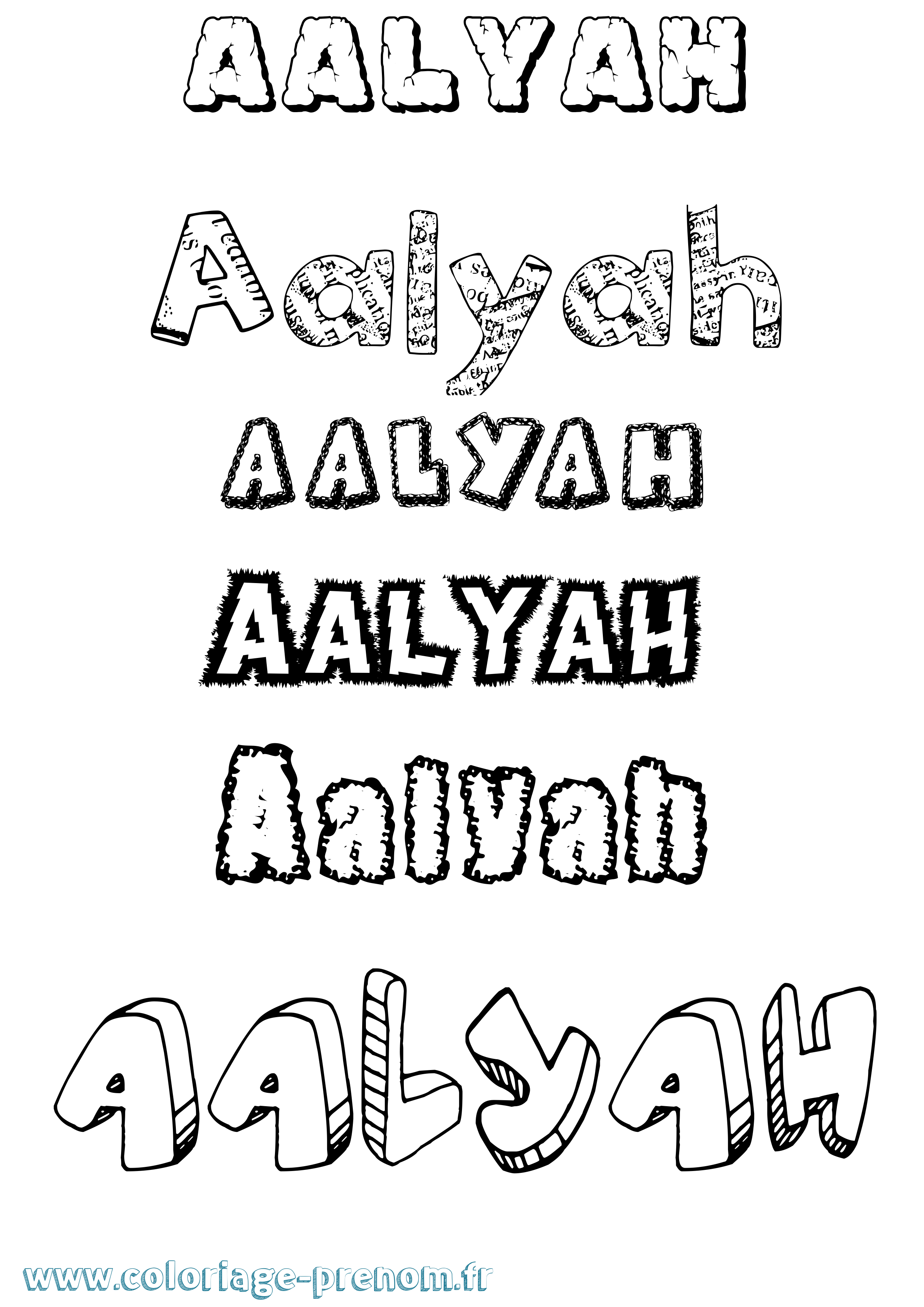 Coloriage prénom Aalyah Destructuré