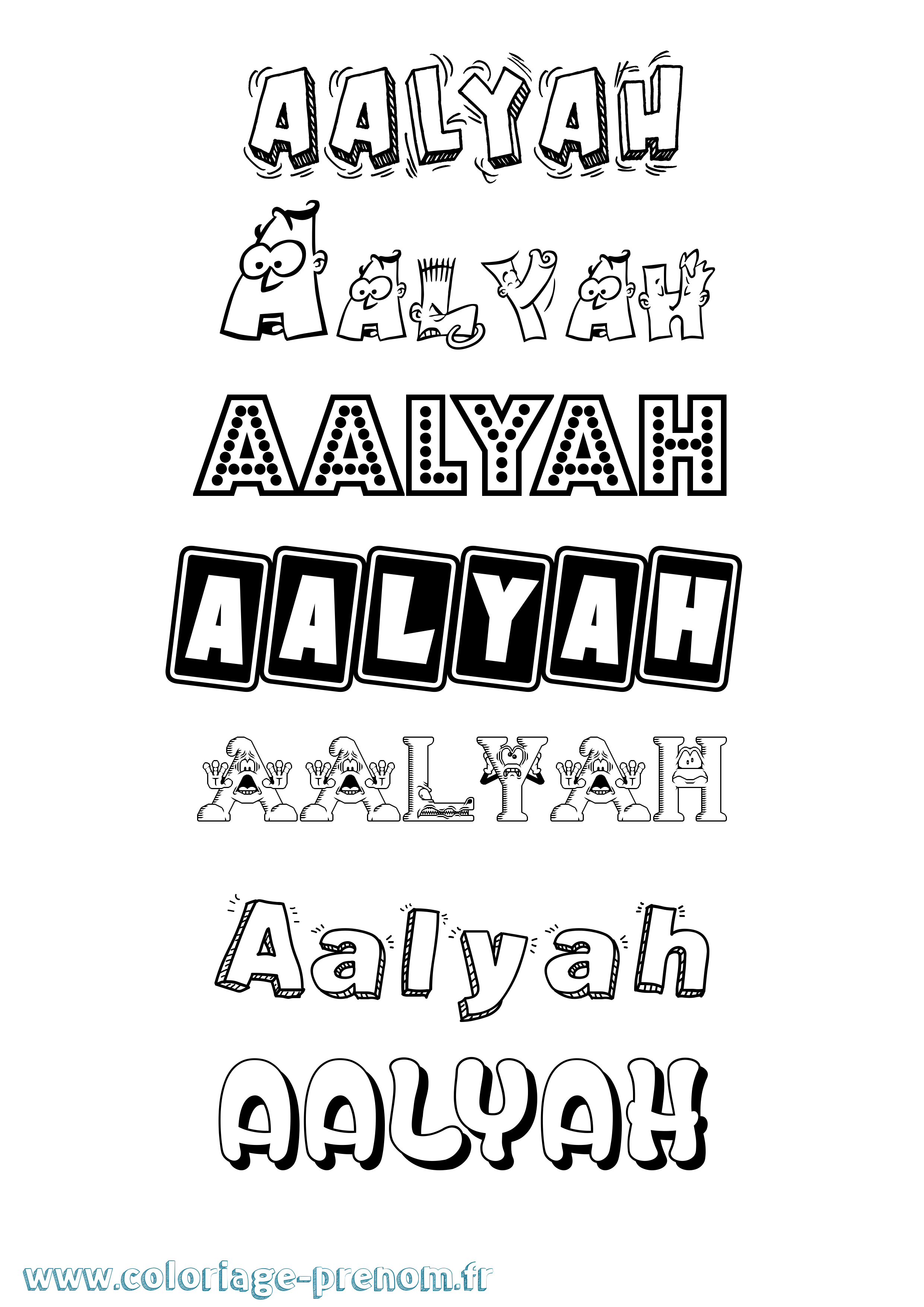 Coloriage prénom Aalyah Fun