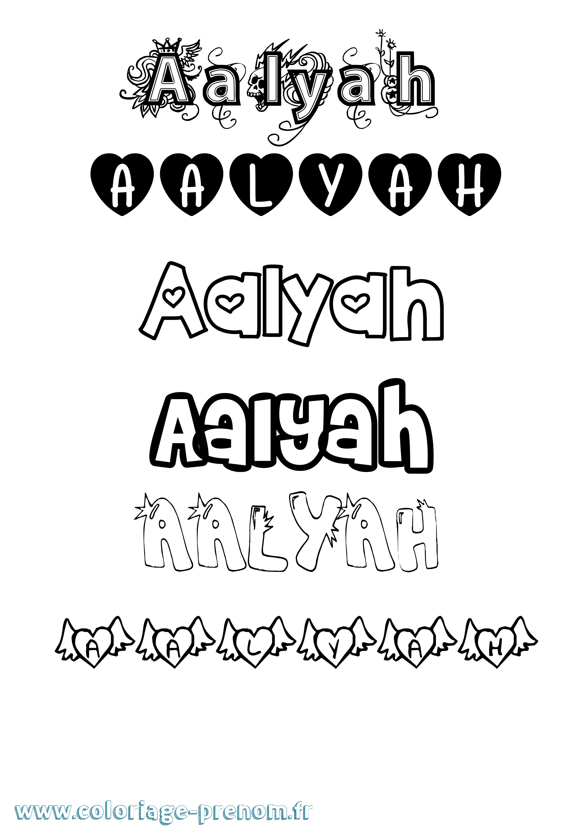 Coloriage prénom Aalyah Girly