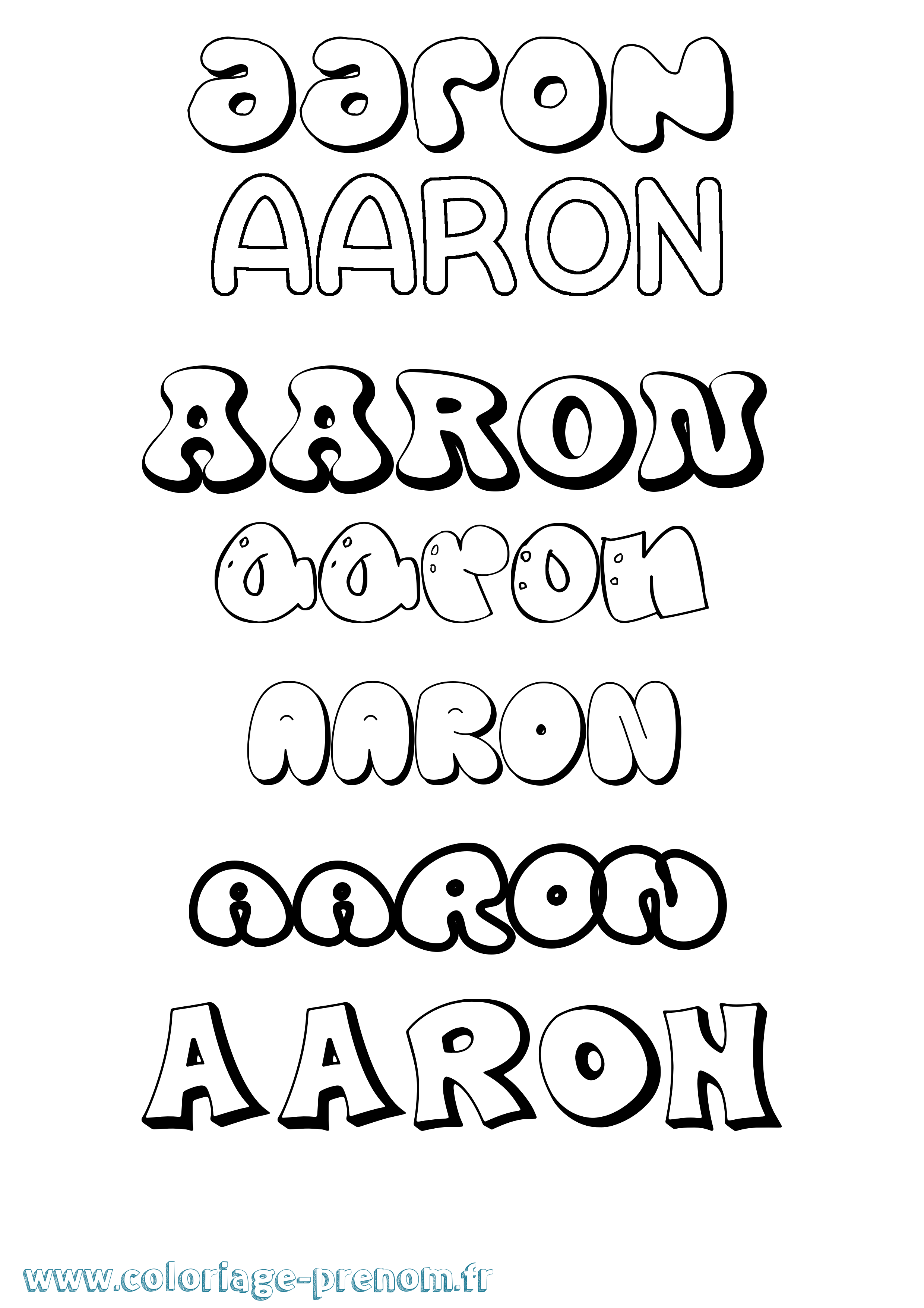 Coloriage prénom Aaron Bubble
