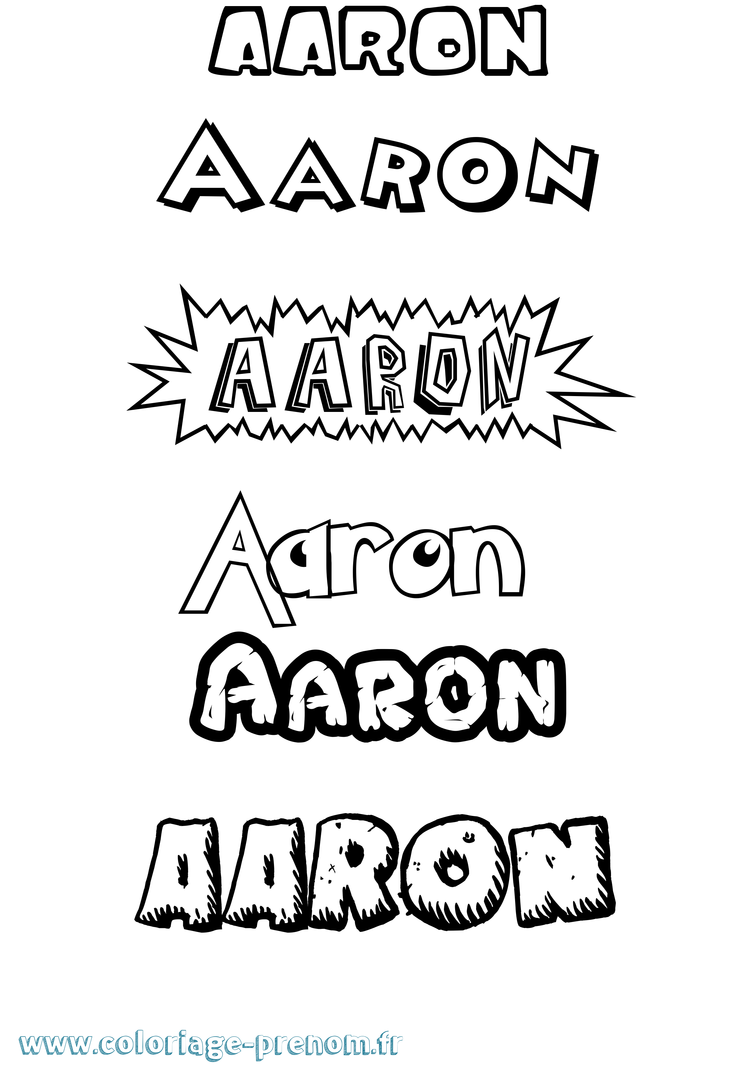 Coloriage prénom Aaron