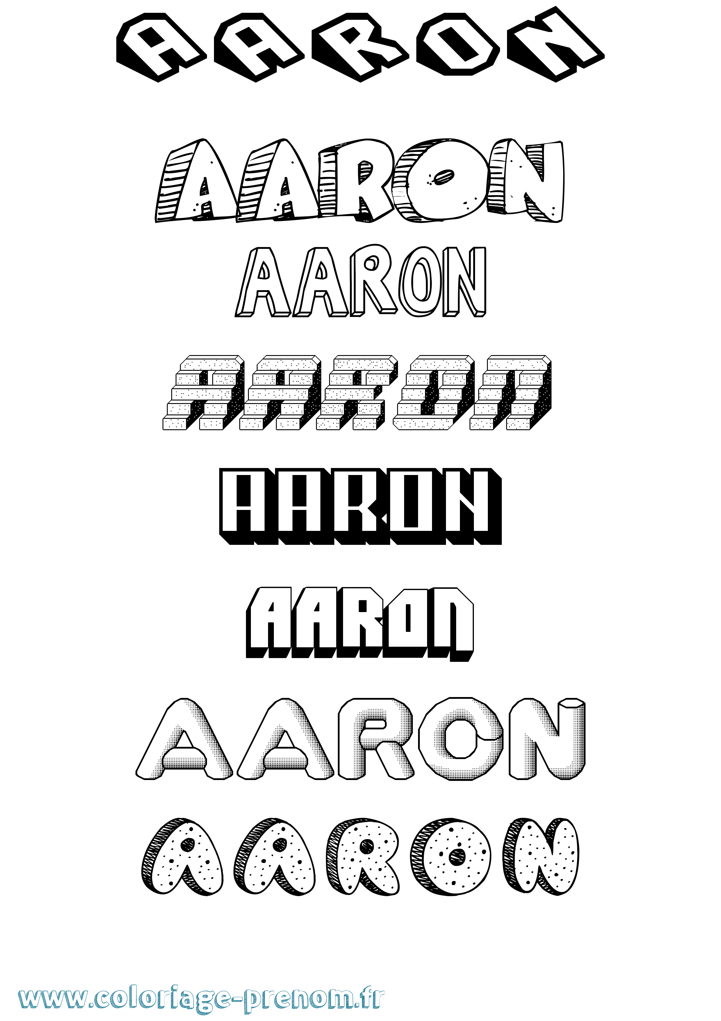 Coloriage prénom Aaron Effet 3D
