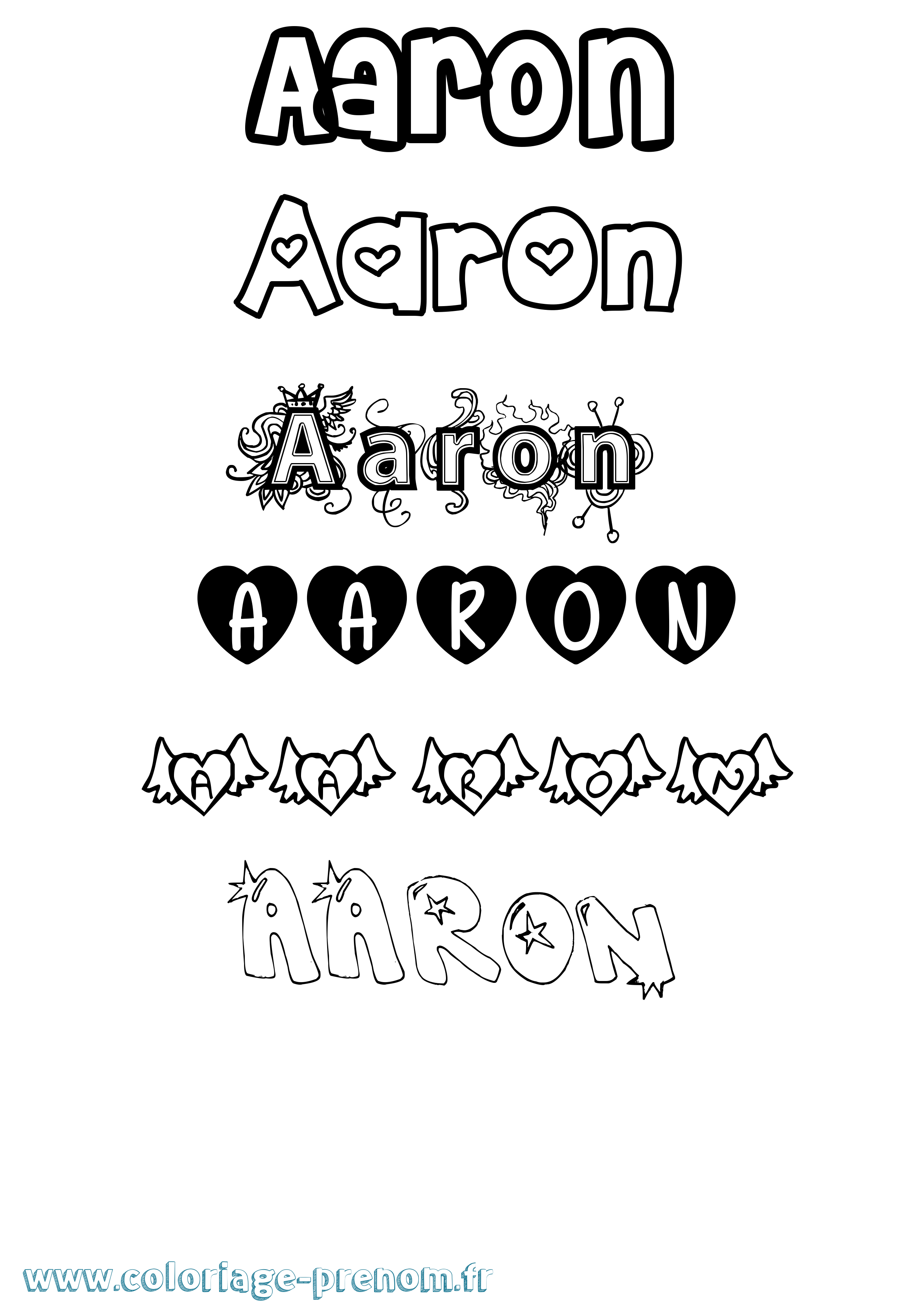 Coloriage prénom Aaron Girly