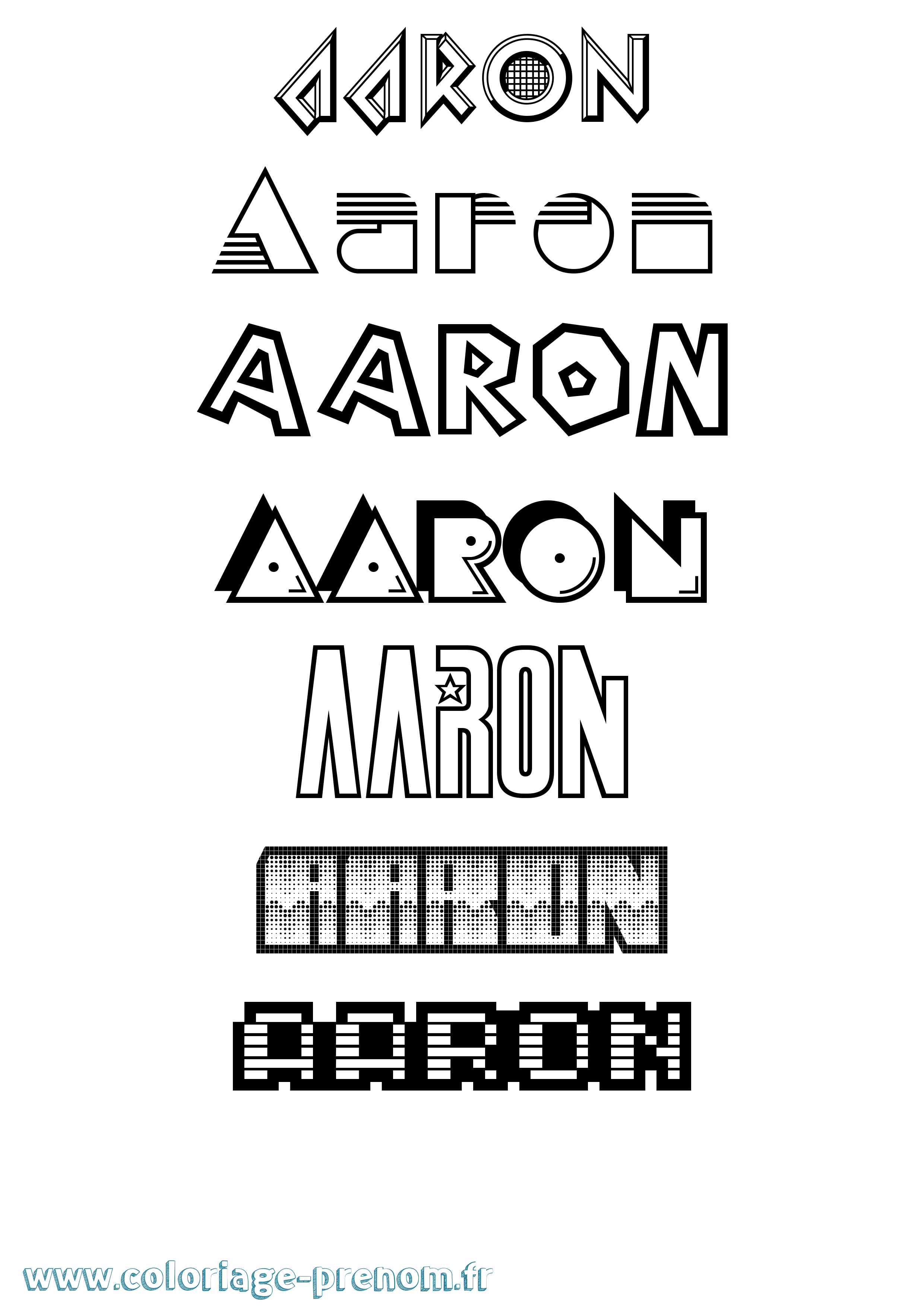 Coloriage prénom Aaron Jeux Vidéos