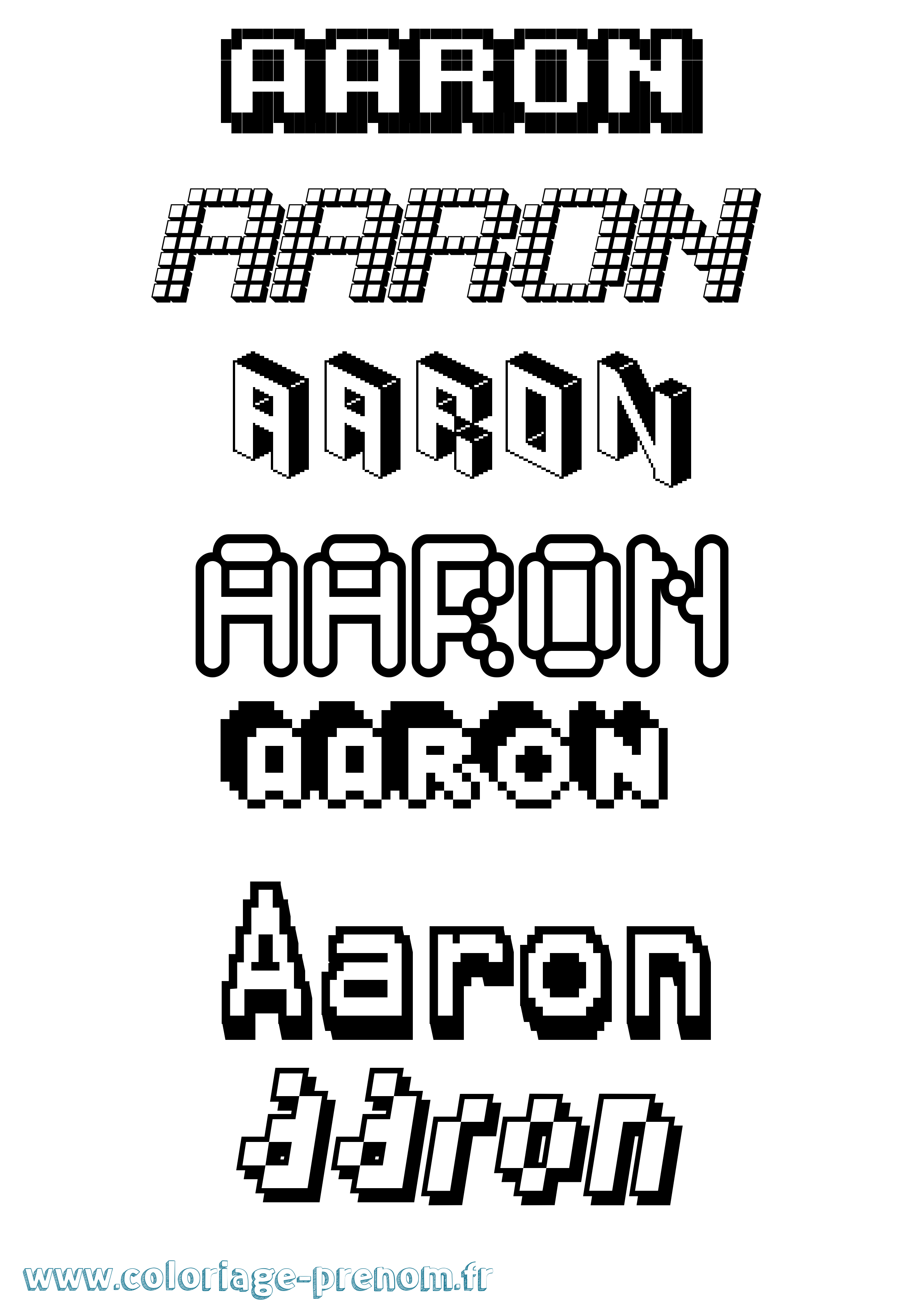 Coloriage prénom Aaron Pixel