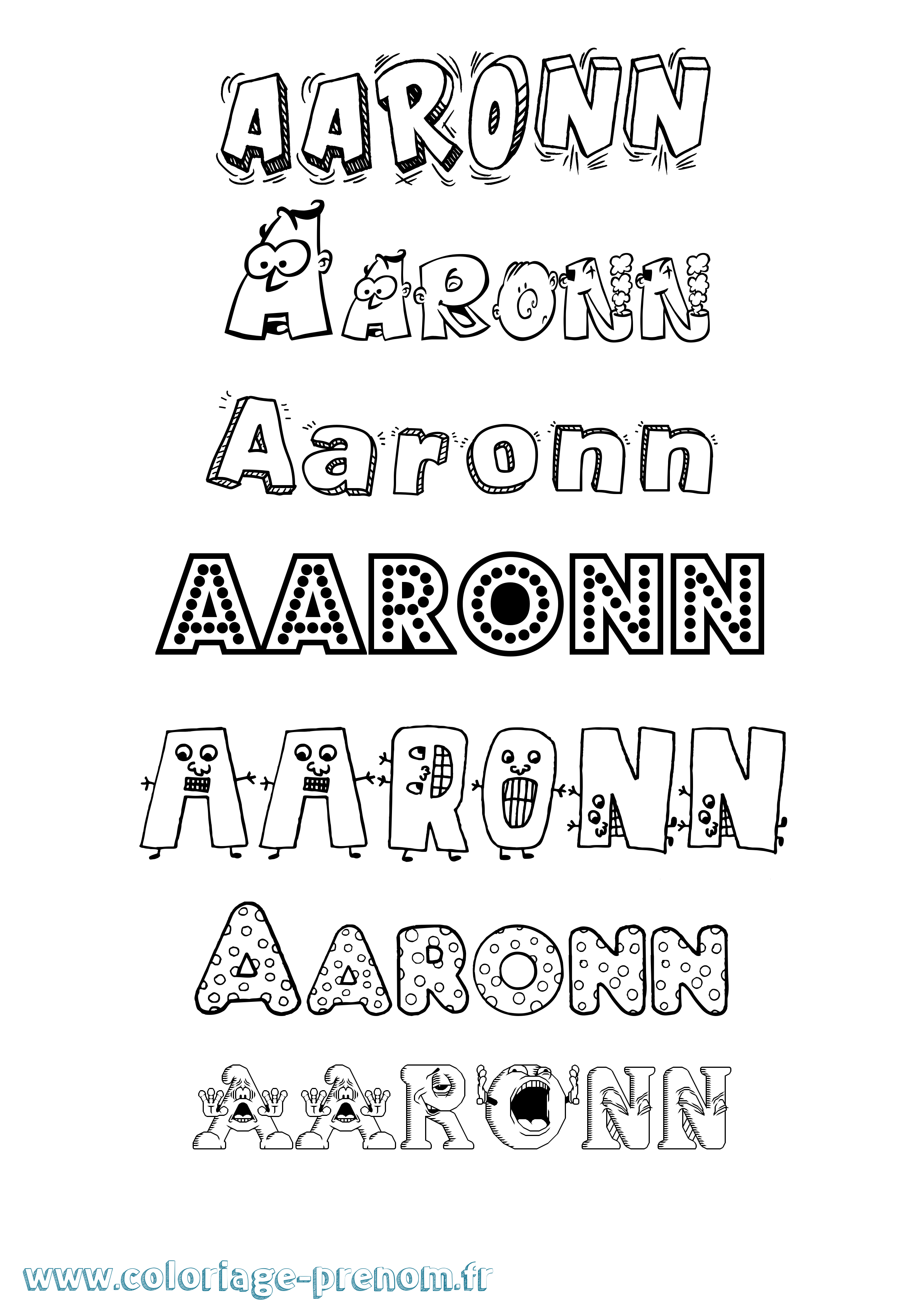 Coloriage prénom Aaronn Fun