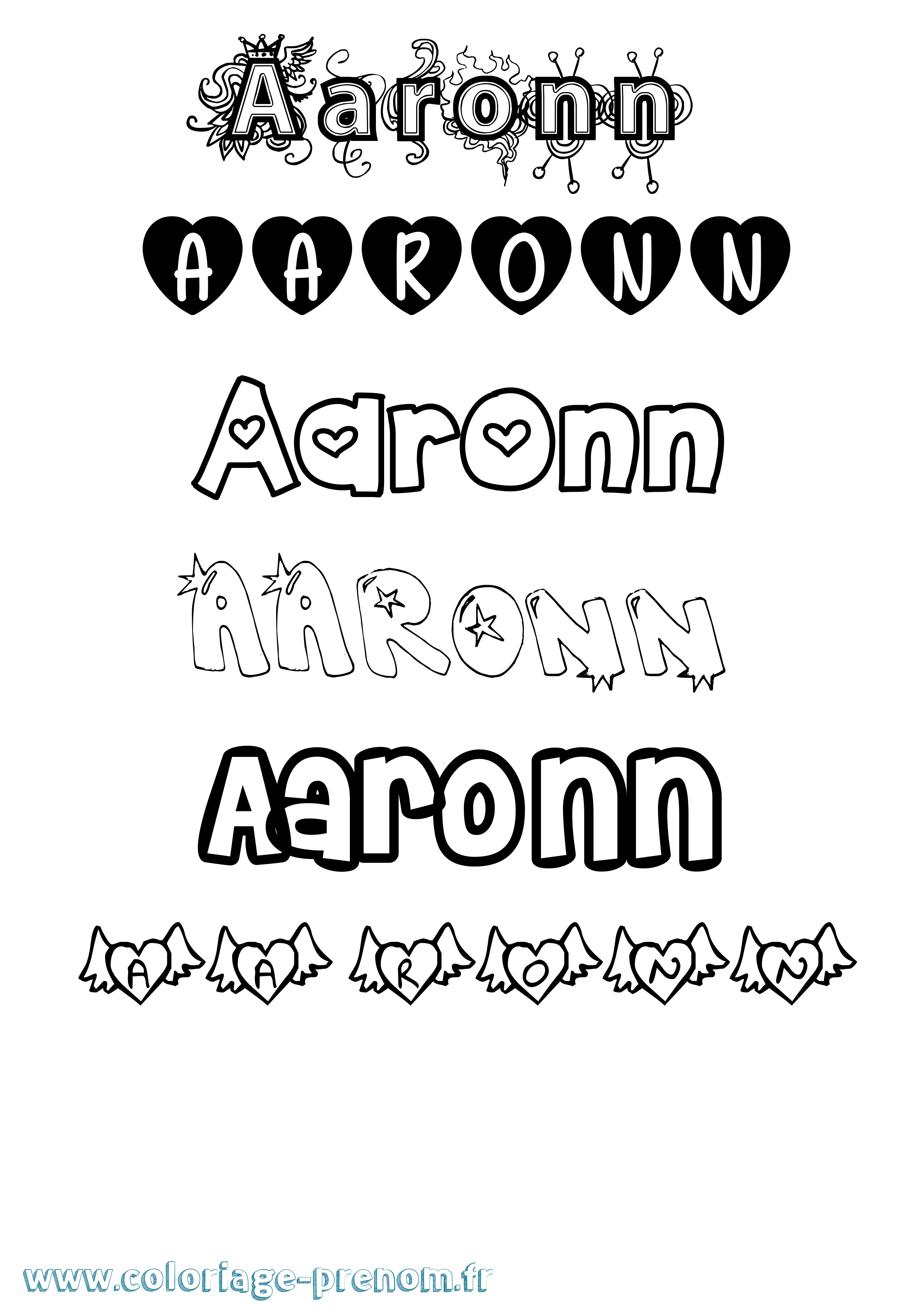 Coloriage prénom Aaronn Girly