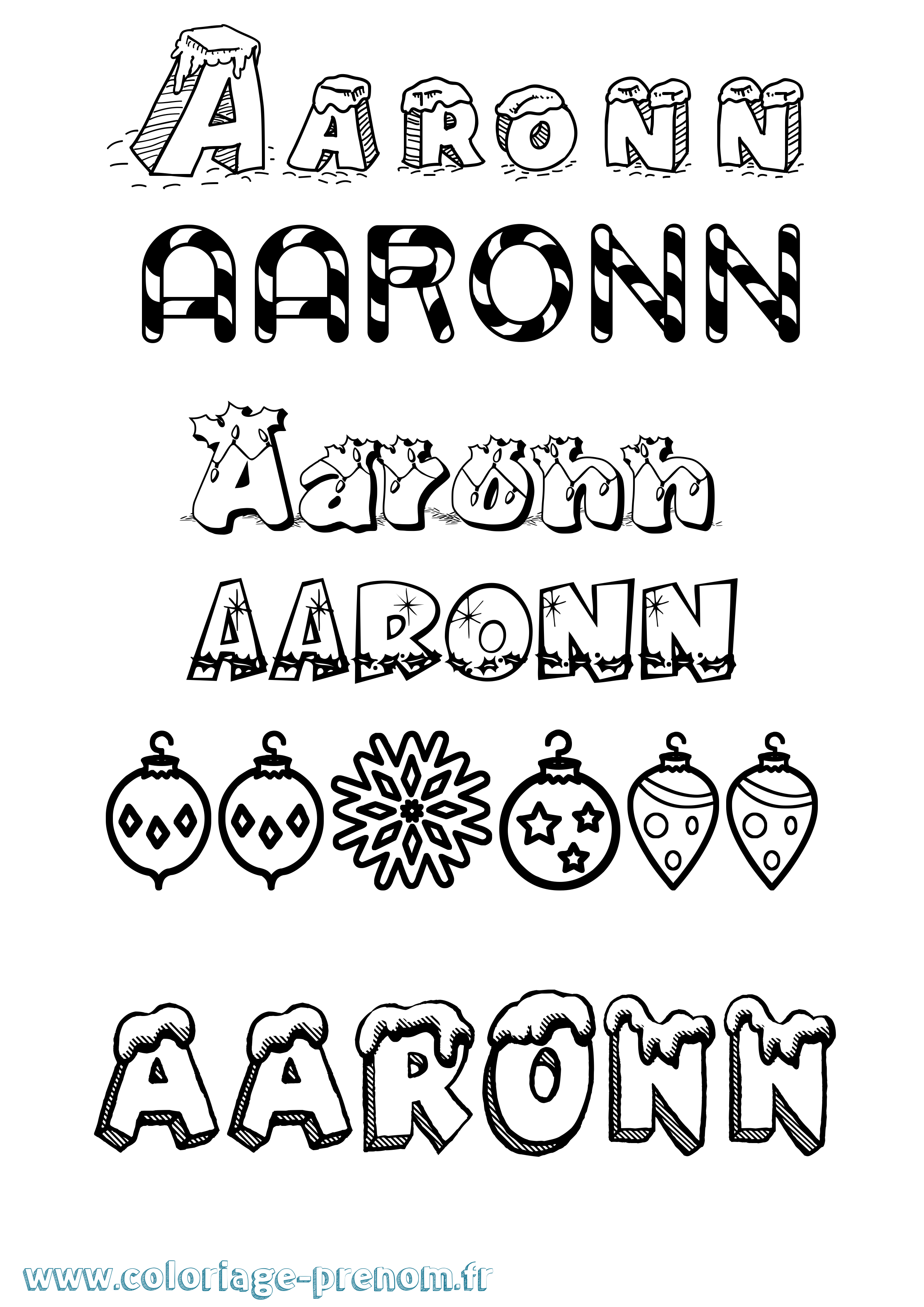 Coloriage prénom Aaronn Noël