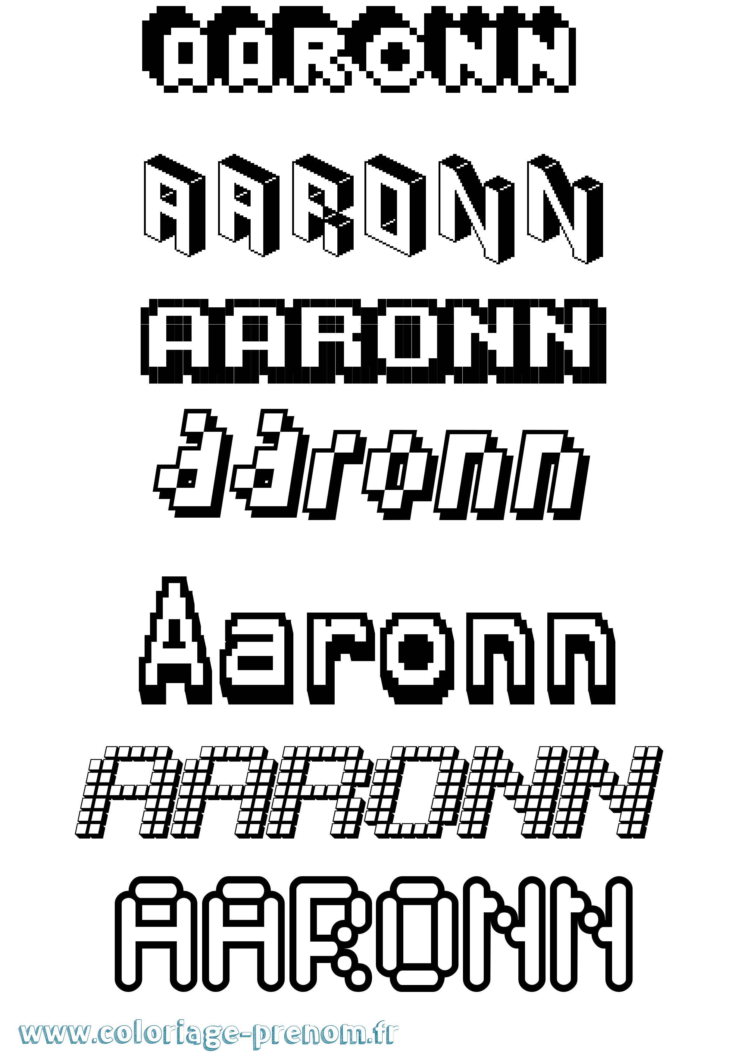 Coloriage prénom Aaronn Pixel